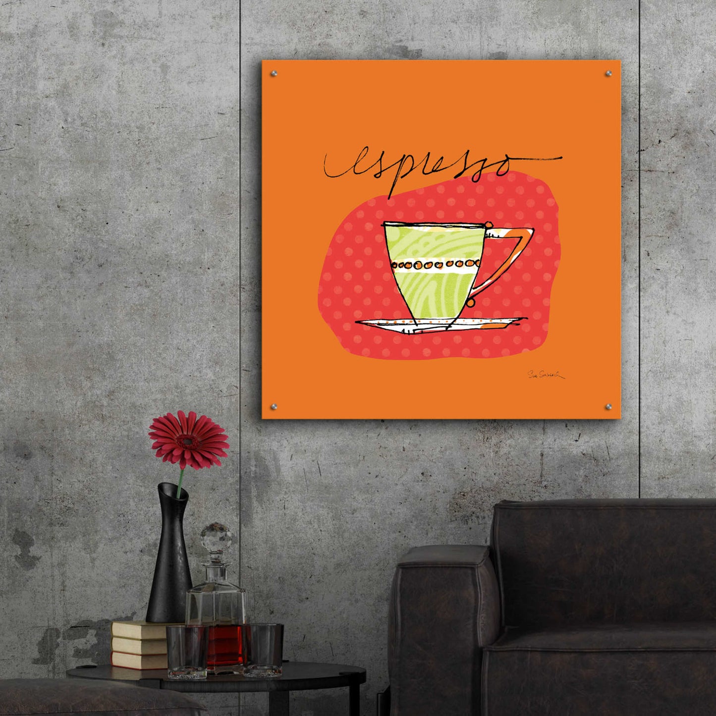 Epic Art 'Colorful Coffee Espresso No Border' by Sue Schlabach, Acrylic Glass Wall Art,36x36