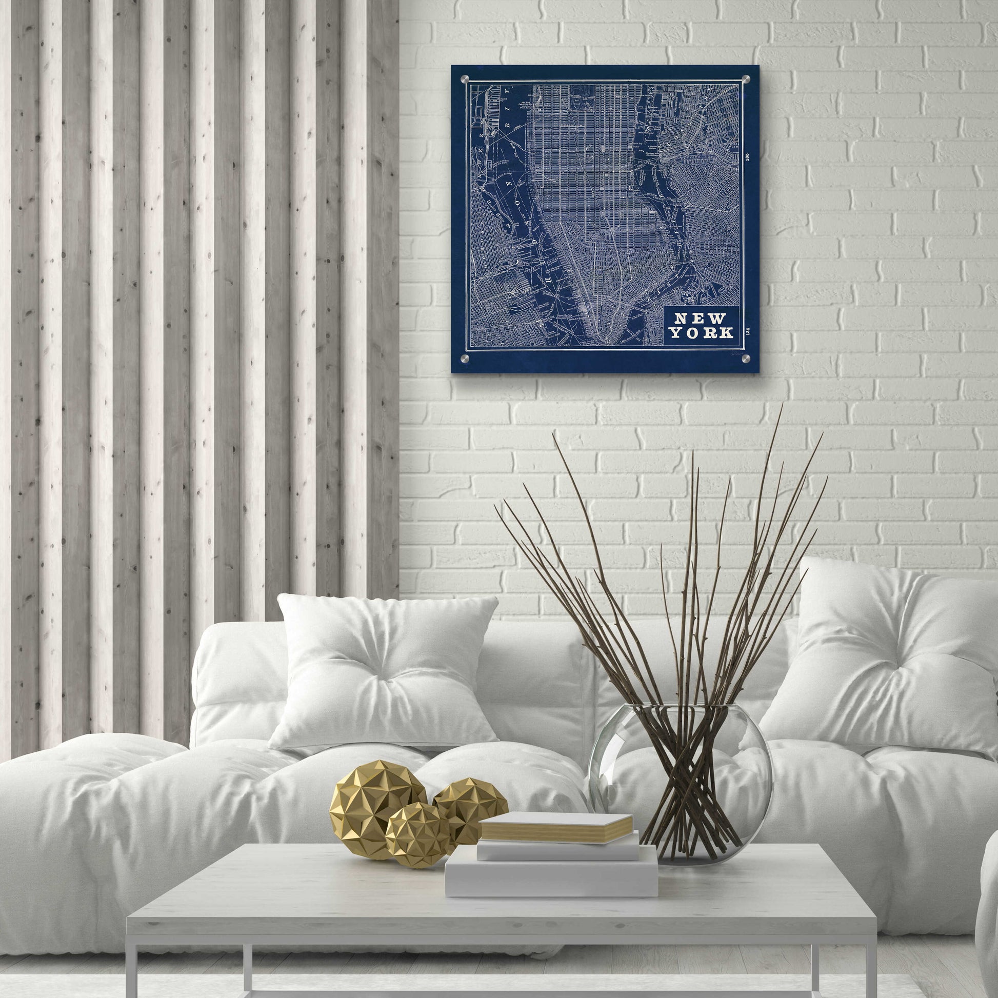 Epic Art 'Blueprint Map New York Square' by Sue Schlabach, Acrylic Glass Wall Art,24x24