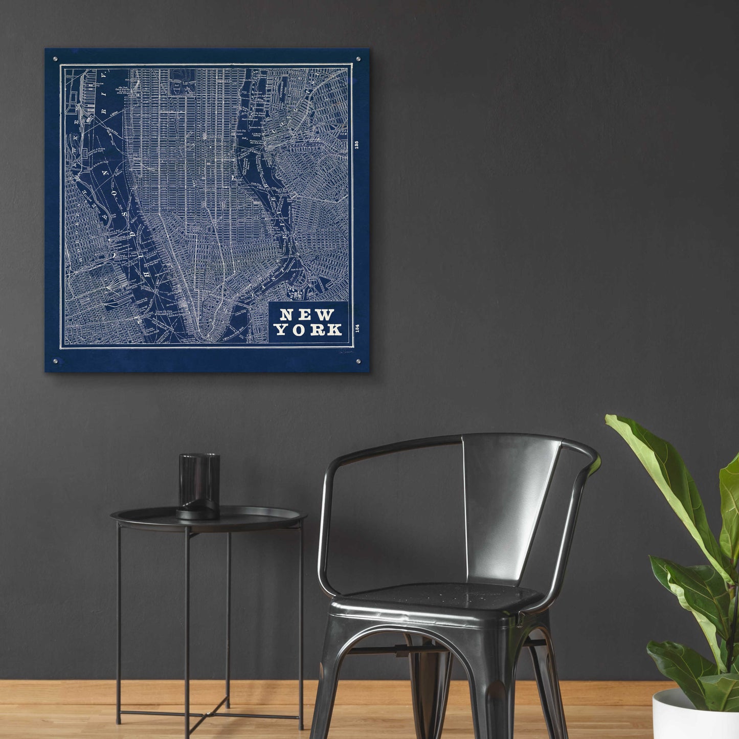 Epic Art 'Blueprint Map New York Square' by Sue Schlabach, Acrylic Glass Wall Art,36x36