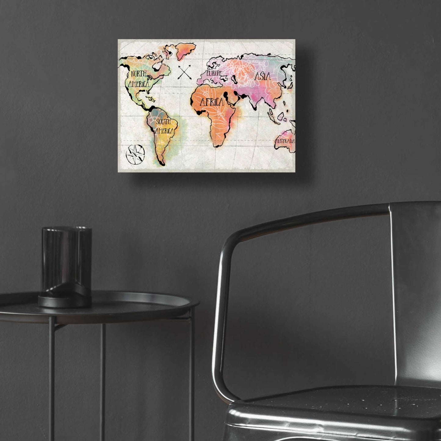 Epic Art 'Mapped Continents I Neutral' by Sue Schlabach, Acrylic Glass Wall Art,16x12