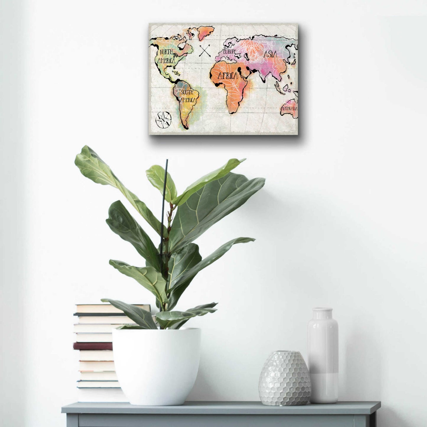 Epic Art 'Mapped Continents I Neutral' by Sue Schlabach, Acrylic Glass Wall Art,16x12