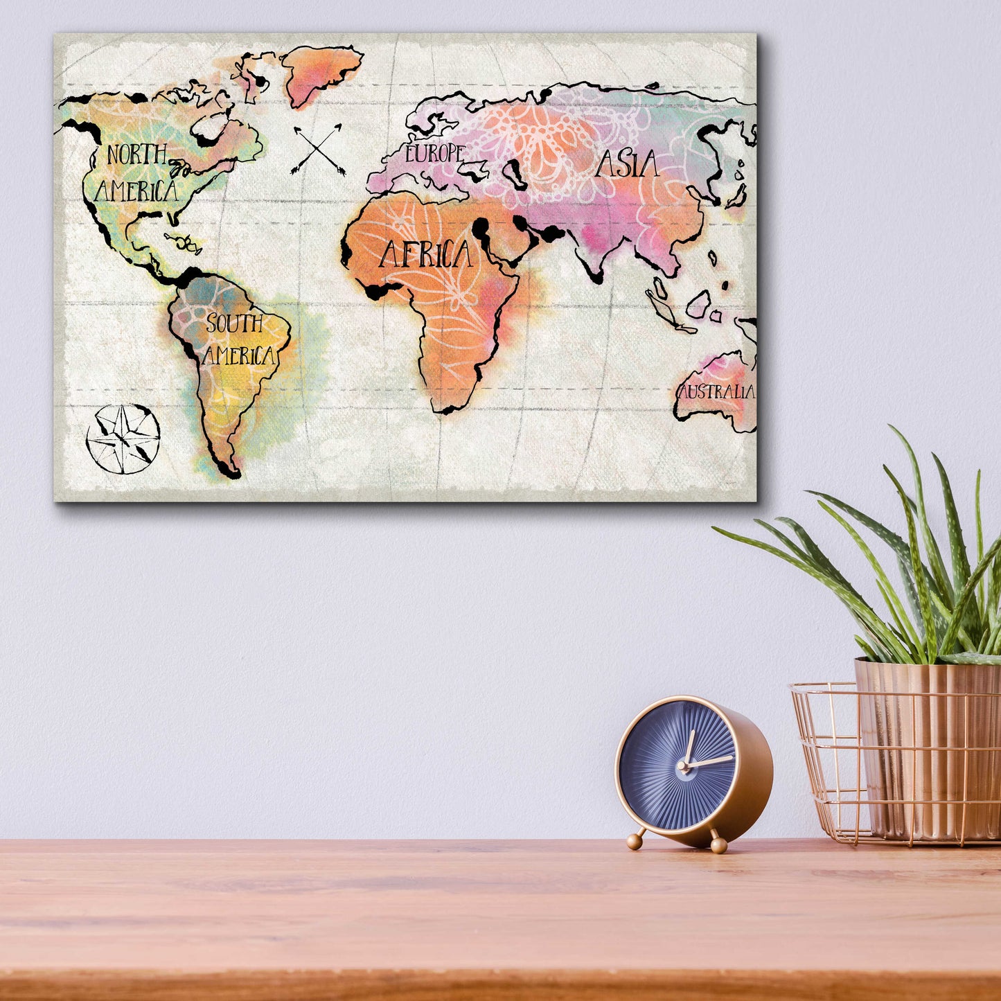 Epic Art 'Mapped Continents I Neutral' by Sue Schlabach, Acrylic Glass Wall Art,16x12