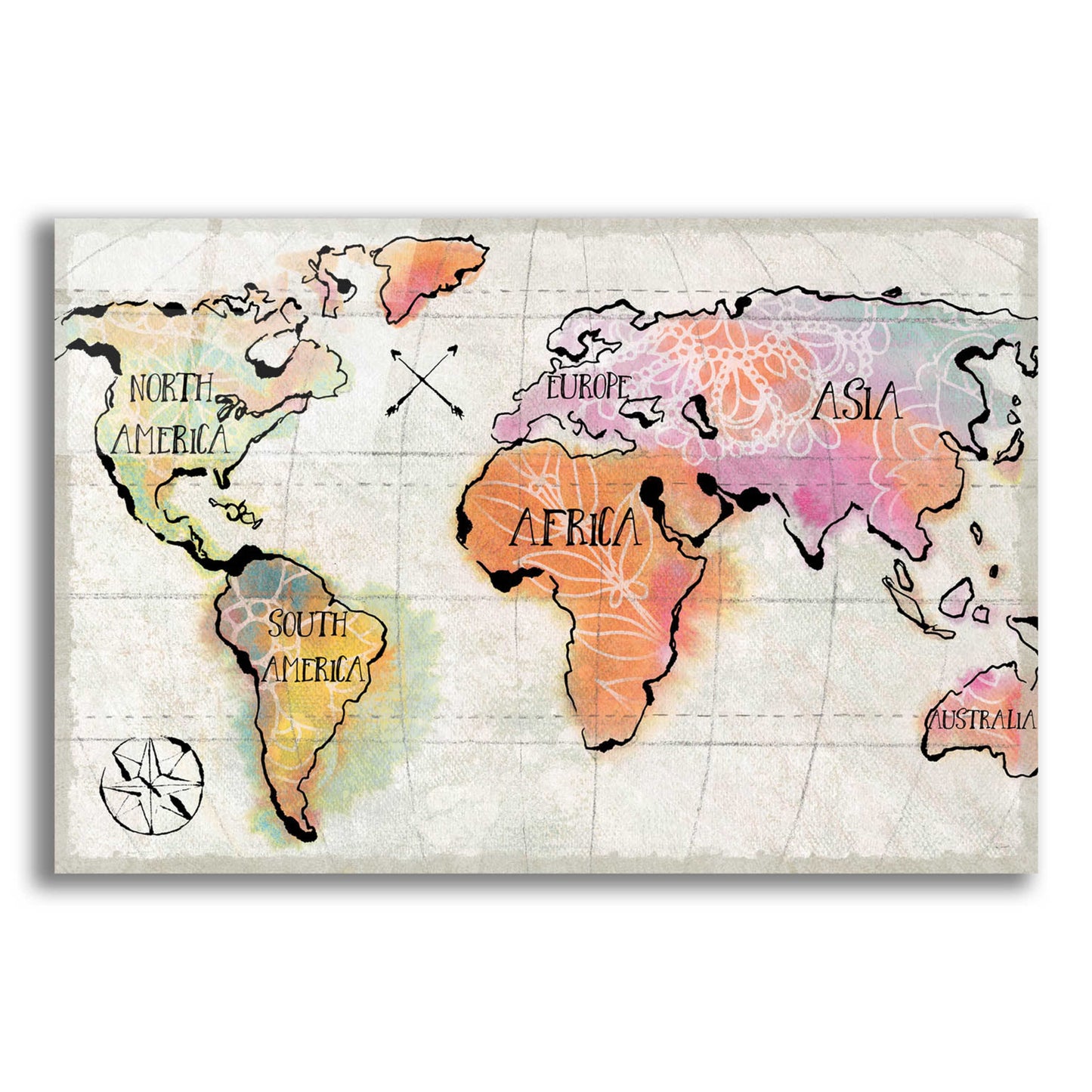 Epic Art 'Mapped Continents I Neutral' by Sue Schlabach, Acrylic Glass Wall Art,16x12