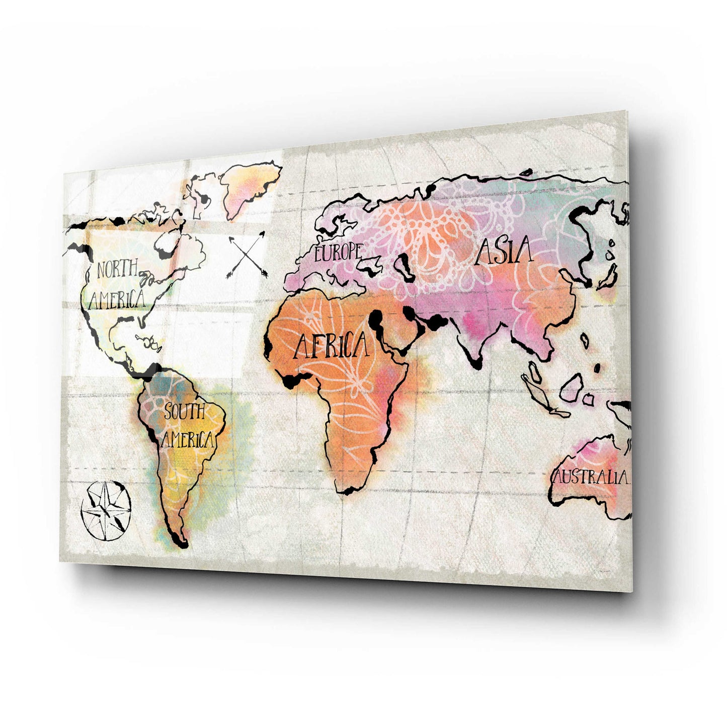 Epic Art 'Mapped Continents I Neutral' by Sue Schlabach, Acrylic Glass Wall Art,24x16