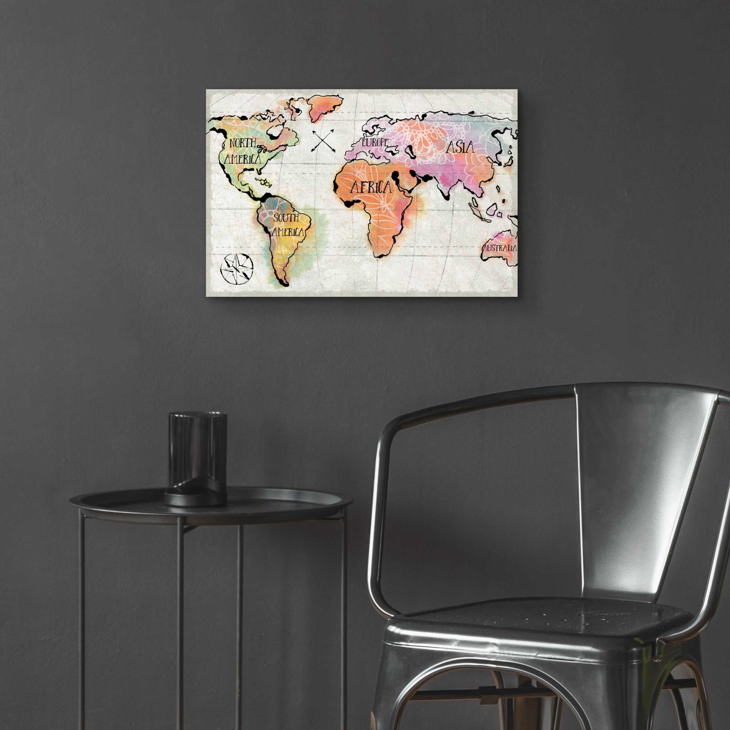 Epic Art 'Mapped Continents I Neutral' by Sue Schlabach, Acrylic Glass Wall Art,24x16