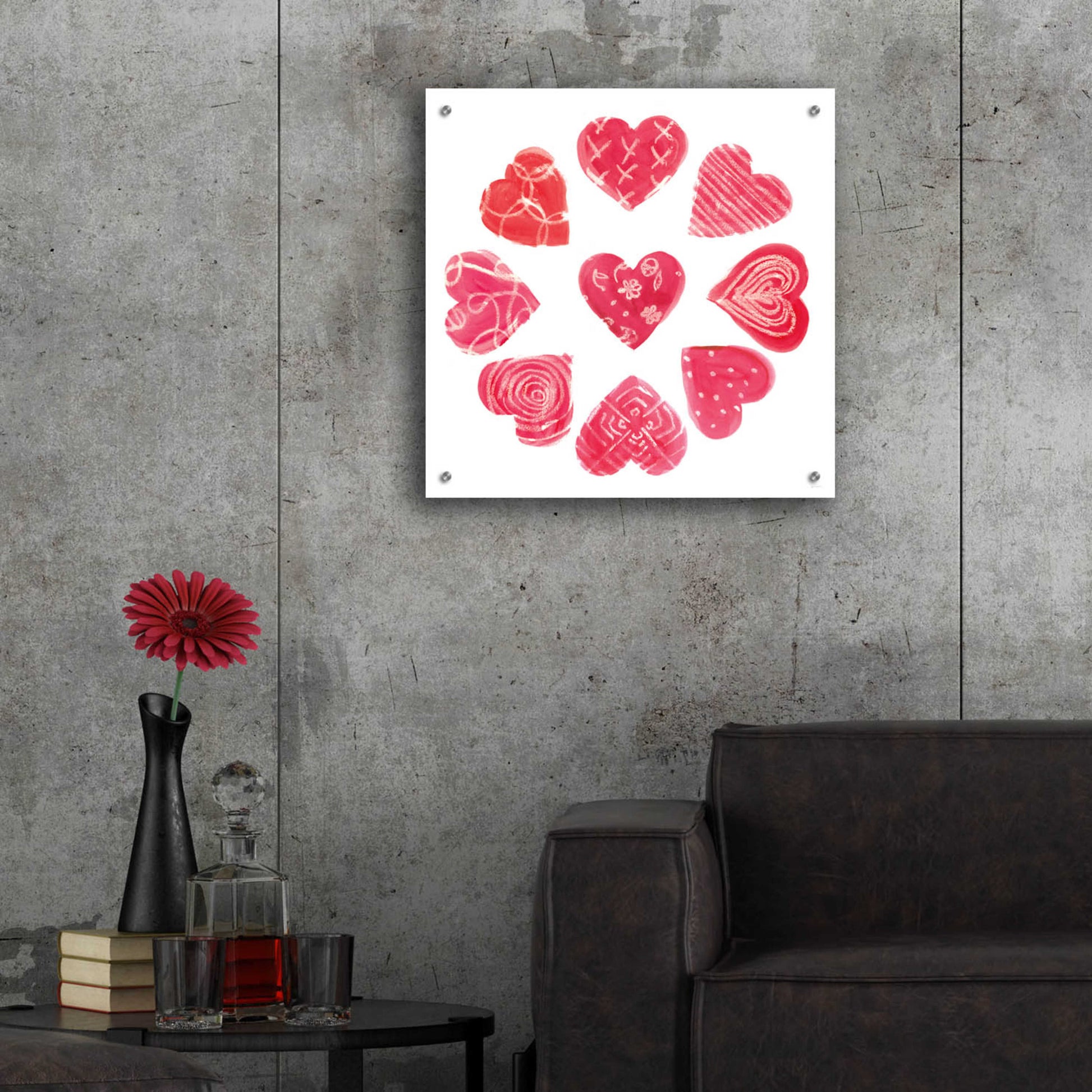 Epic Art 'Hearts and More Hearts II' by Sue Schlabach, Acrylic Glass Wall Art,24x24