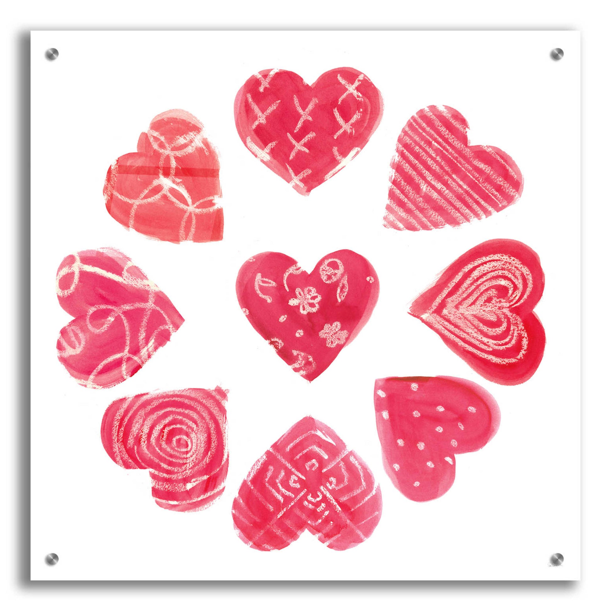 Epic Art 'Hearts and More Hearts II' by Sue Schlabach, Acrylic Glass Wall Art,24x24