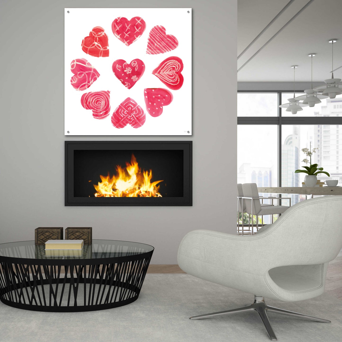 Epic Art 'Hearts and More Hearts II' by Sue Schlabach, Acrylic Glass Wall Art,36x36