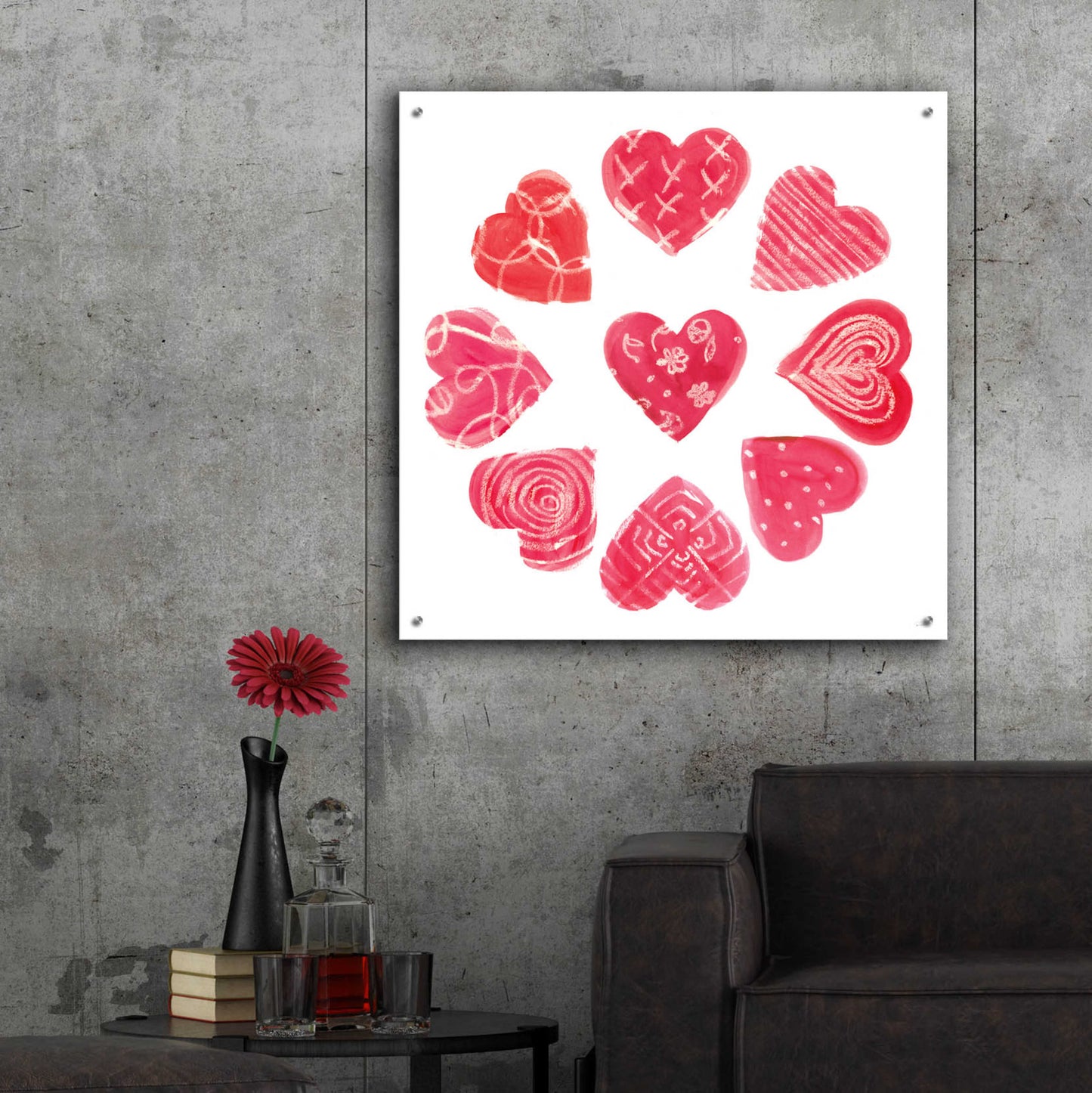 Epic Art 'Hearts and More Hearts II' by Sue Schlabach, Acrylic Glass Wall Art,36x36