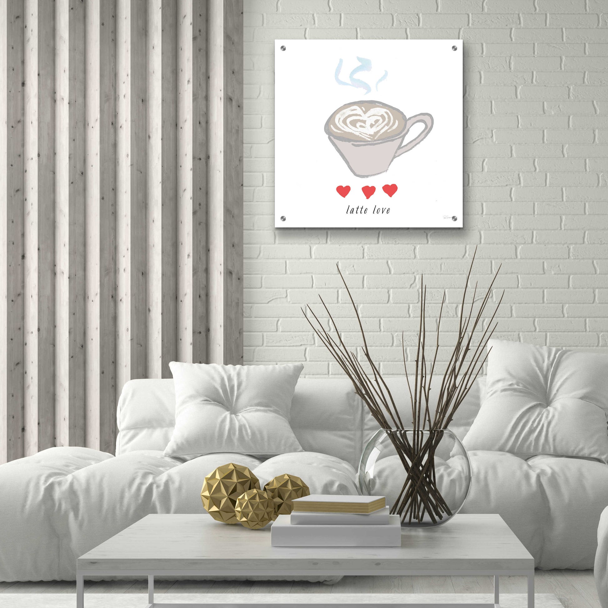 Epic Art 'Latte Love' by Sue Schlabach, Acrylic Glass Wall Art,24x24