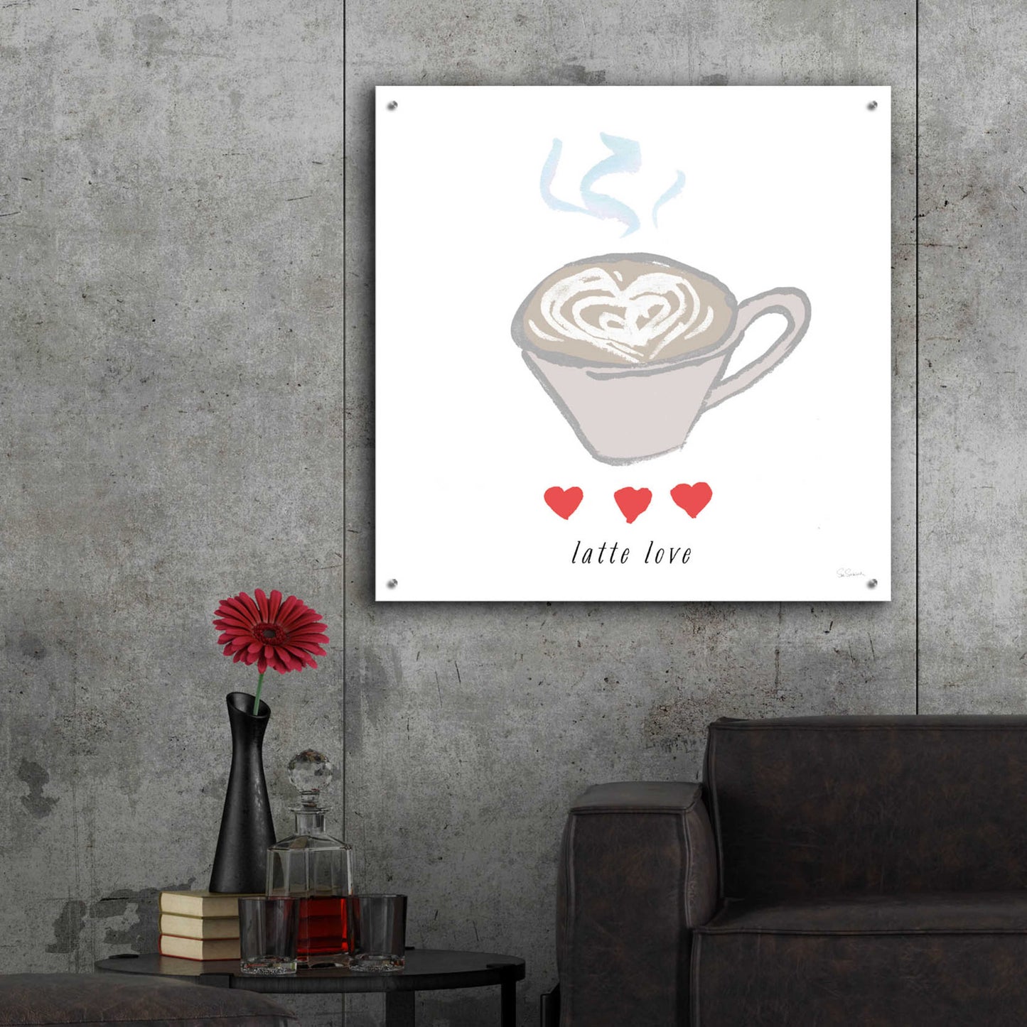 Epic Art 'Latte Love' by Sue Schlabach, Acrylic Glass Wall Art,36x36