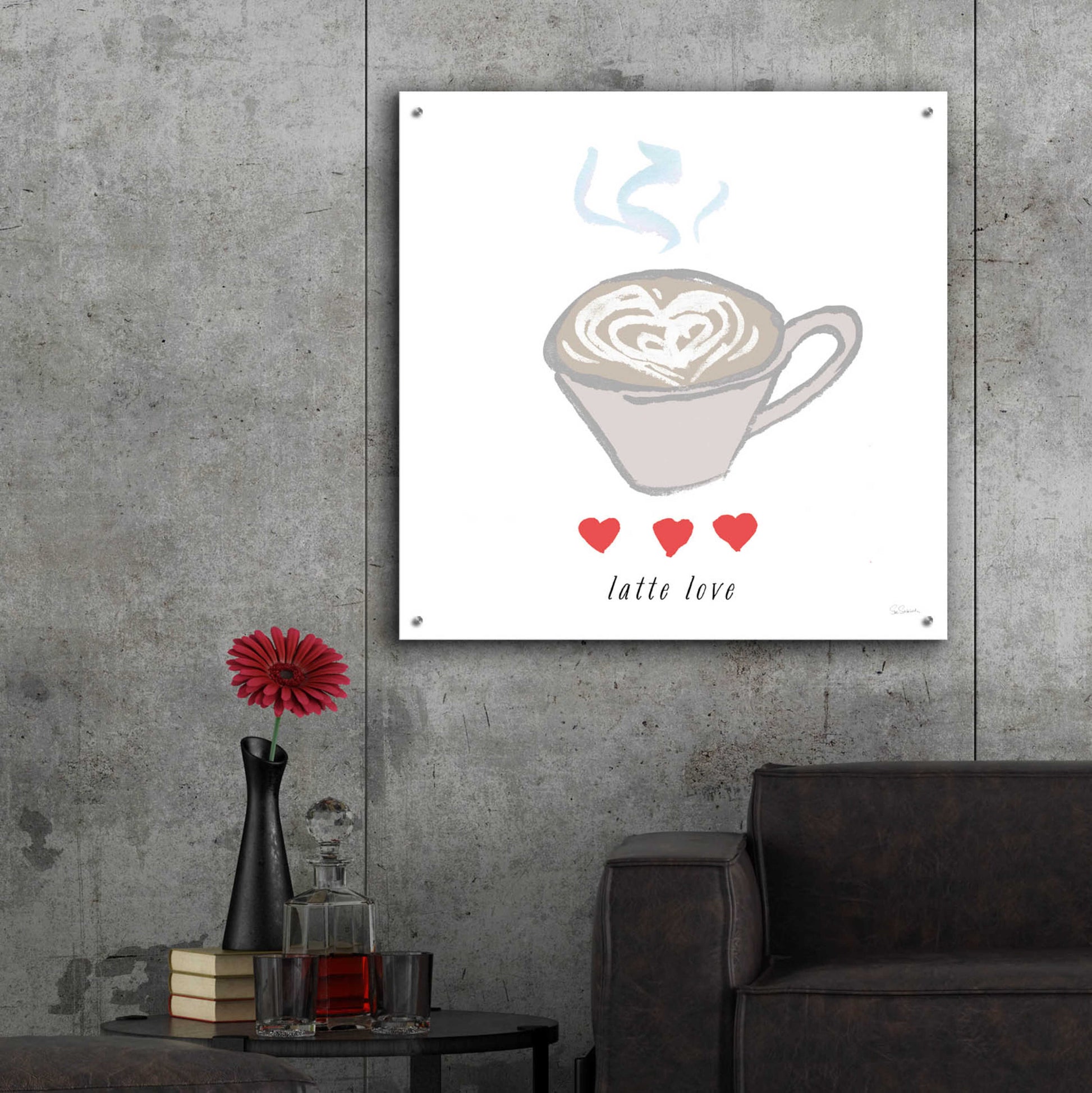 Epic Art 'Latte Love' by Sue Schlabach, Acrylic Glass Wall Art,36x36