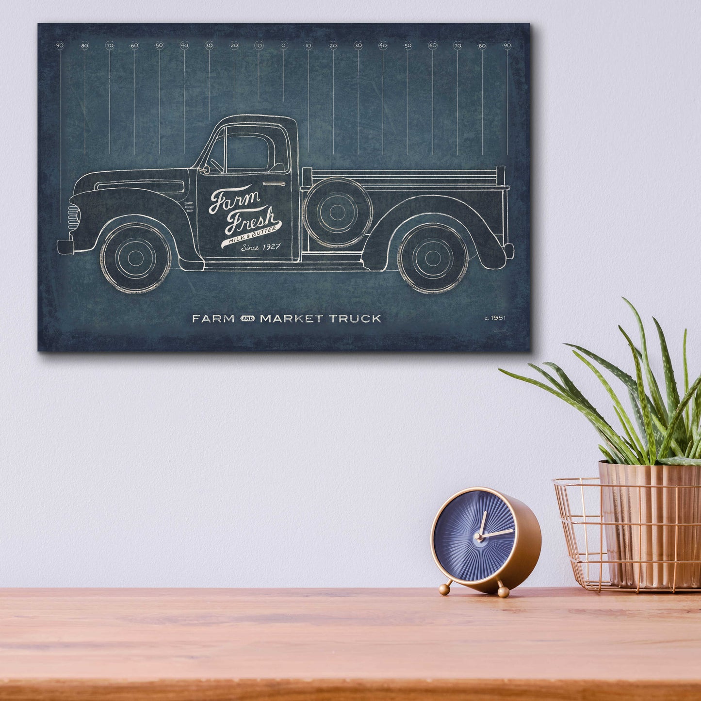 Epic Art 'Farm Truck Blueprint' by Sue Schlabach, Acrylic Glass Wall Art,16x12