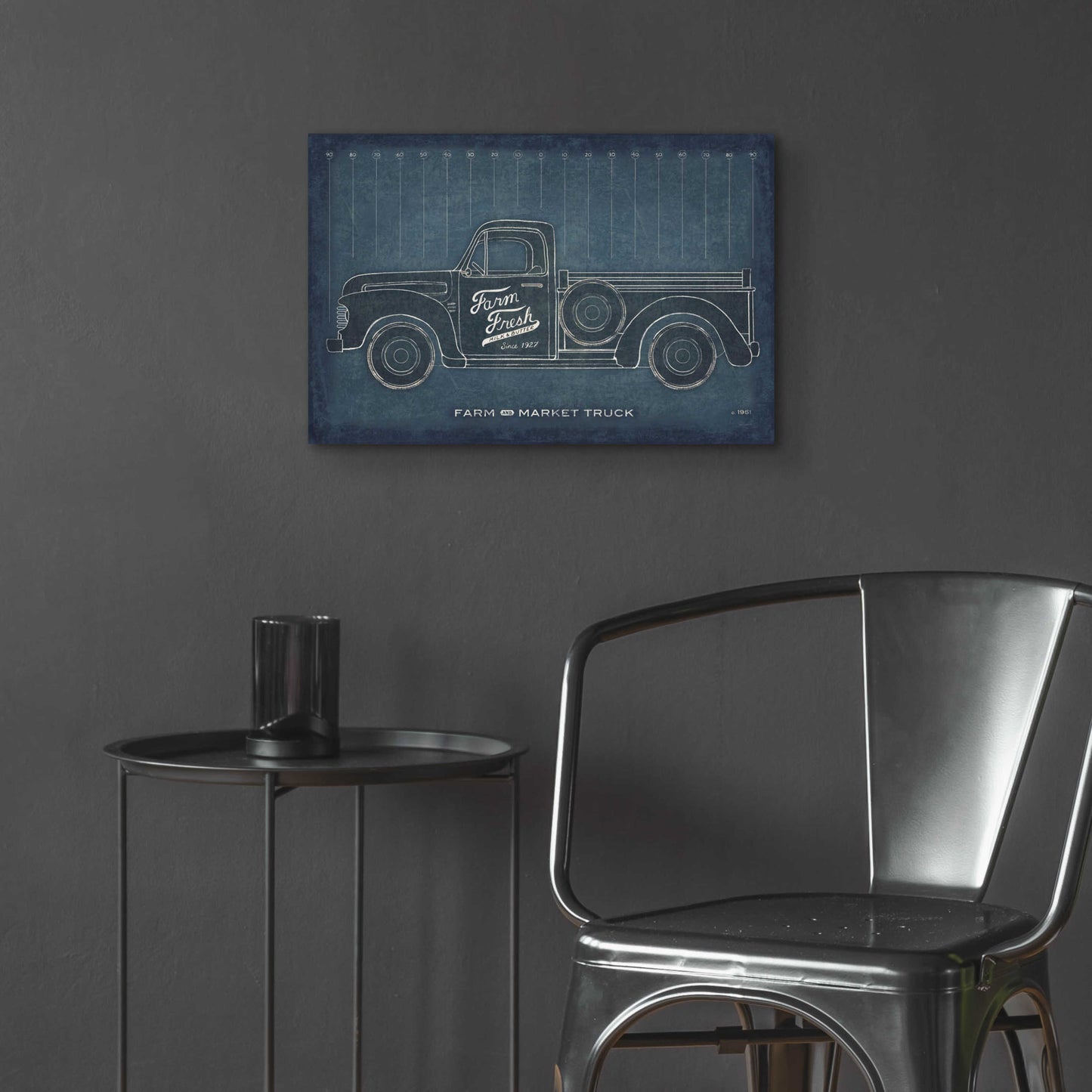 Epic Art 'Farm Truck Blueprint' by Sue Schlabach, Acrylic Glass Wall Art,24x16