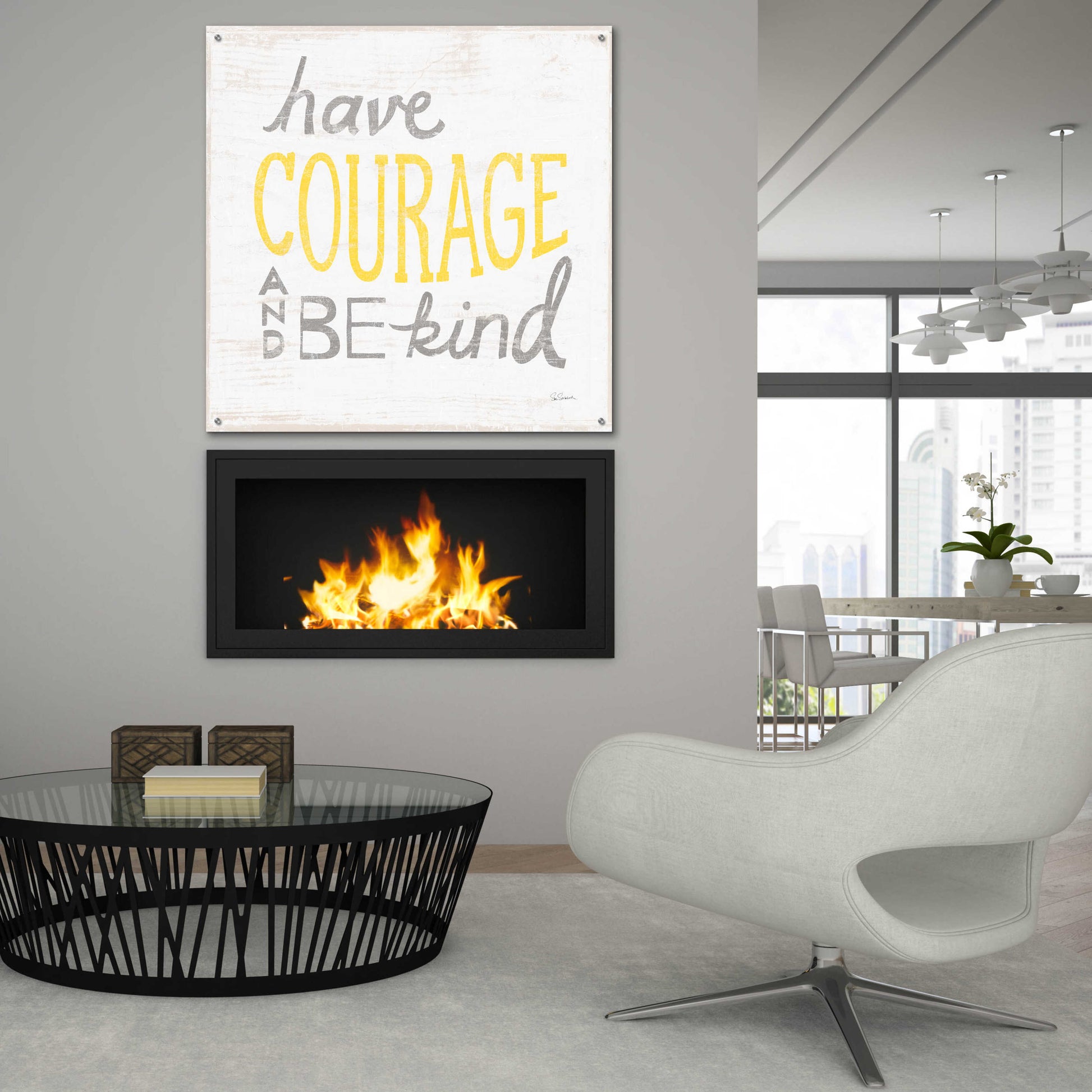 Epic Art 'Have Courage Gray' by Sue Schlabach, Acrylic Glass Wall Art,36x36