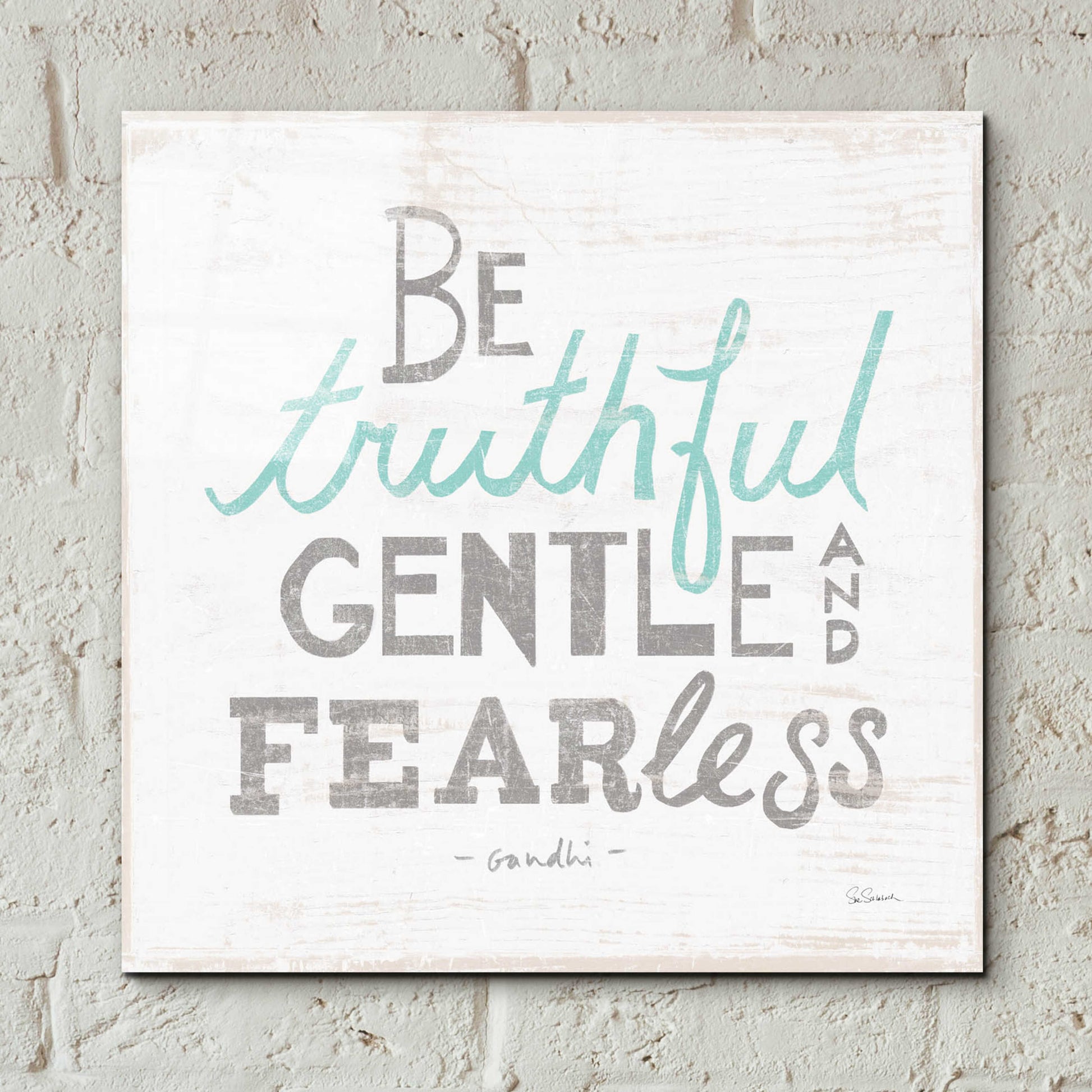 Epic Art 'Be Truthful Gray' by Sue Schlabach, Acrylic Glass Wall Art,12x12