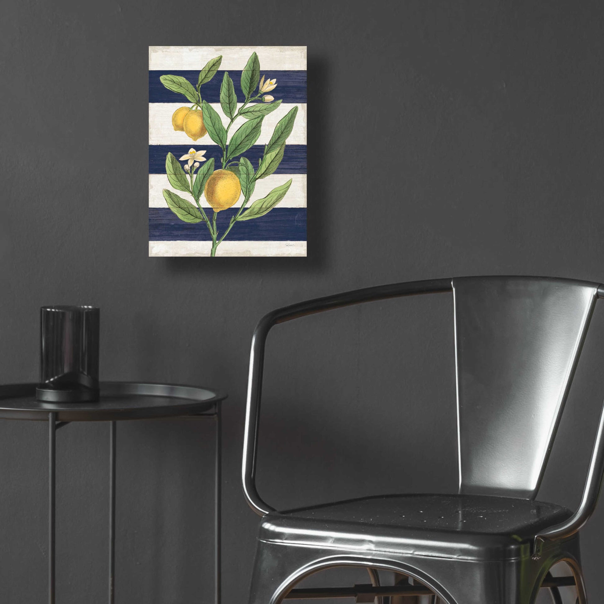 Epic Art 'Classic Citrus V Navy Shiplap NW' by Sue Schlabach, Acrylic Glass Wall Art,12x16