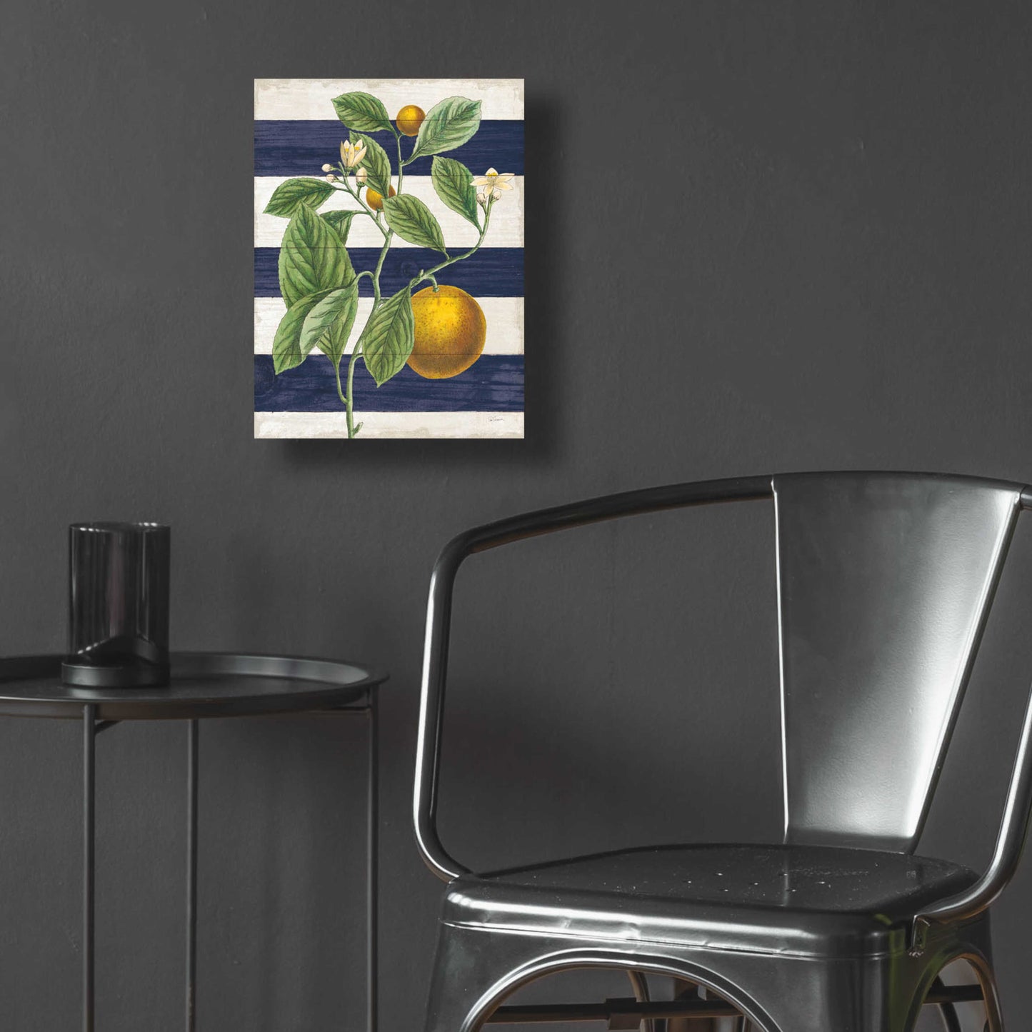 Epic Art 'Classic Citrus VI Navy Shiplap NW' by Sue Schlabach, Acrylic Glass Wall Art,12x16