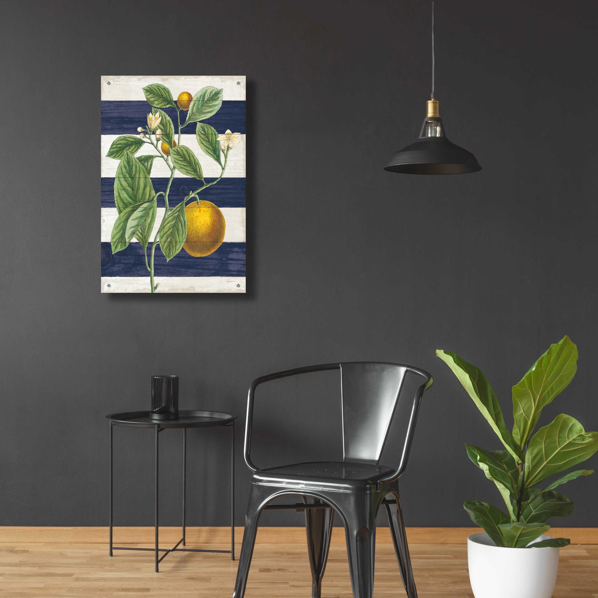 Epic Art 'Classic Citrus VI Navy Shiplap NW' by Sue Schlabach, Acrylic Glass Wall Art,24x36