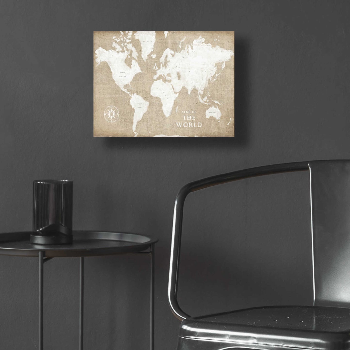 Epic Art 'Burlap World Map I' by Sue Schlabach, Acrylic Glass Wall Art,16x12