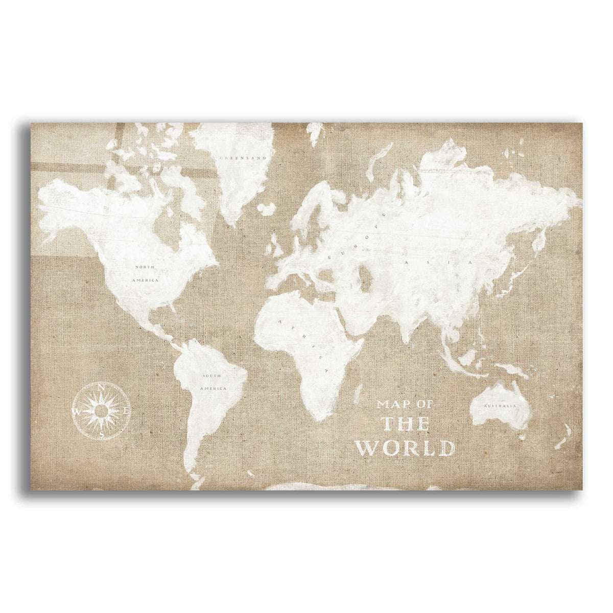 Epic Art 'Burlap World Map I' by Sue Schlabach, Acrylic Glass Wall Art