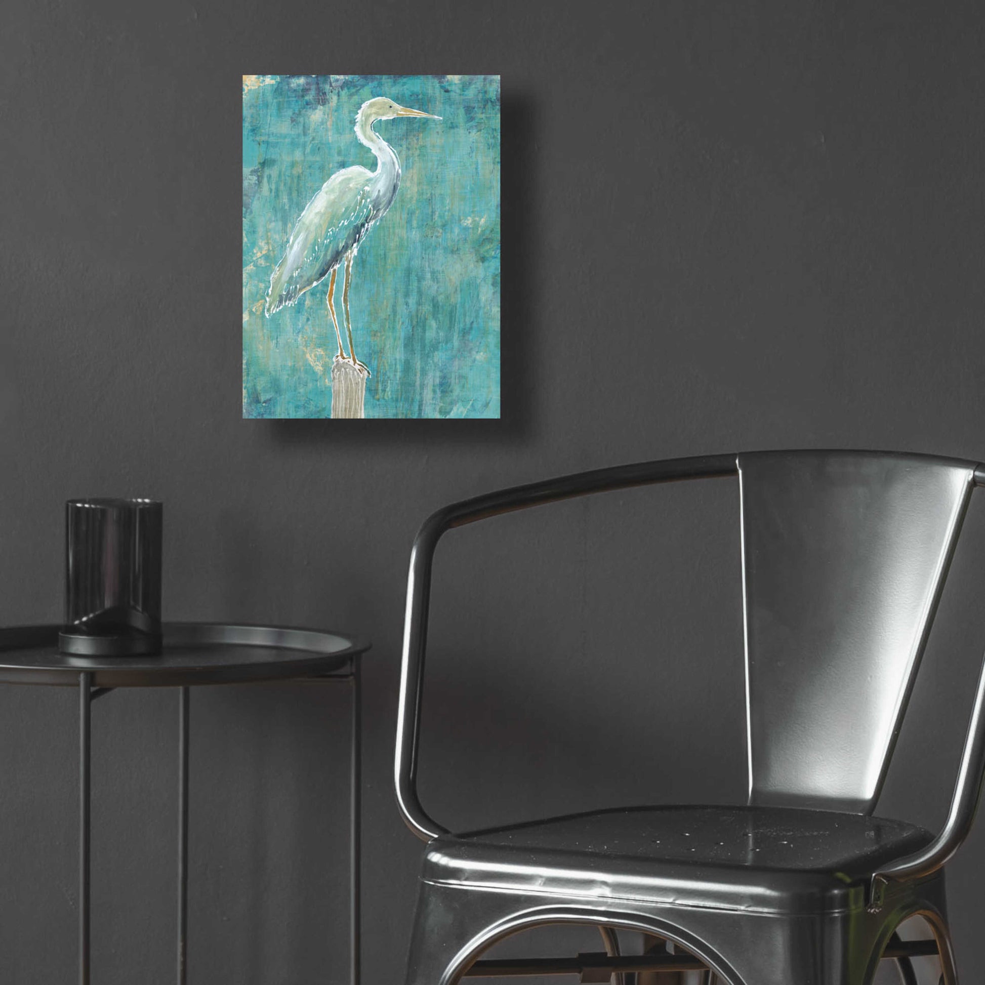 Epic Art 'Coastal Egret I Dark' by Sue Schlabach, Acrylic Glass Wall Art,12x16