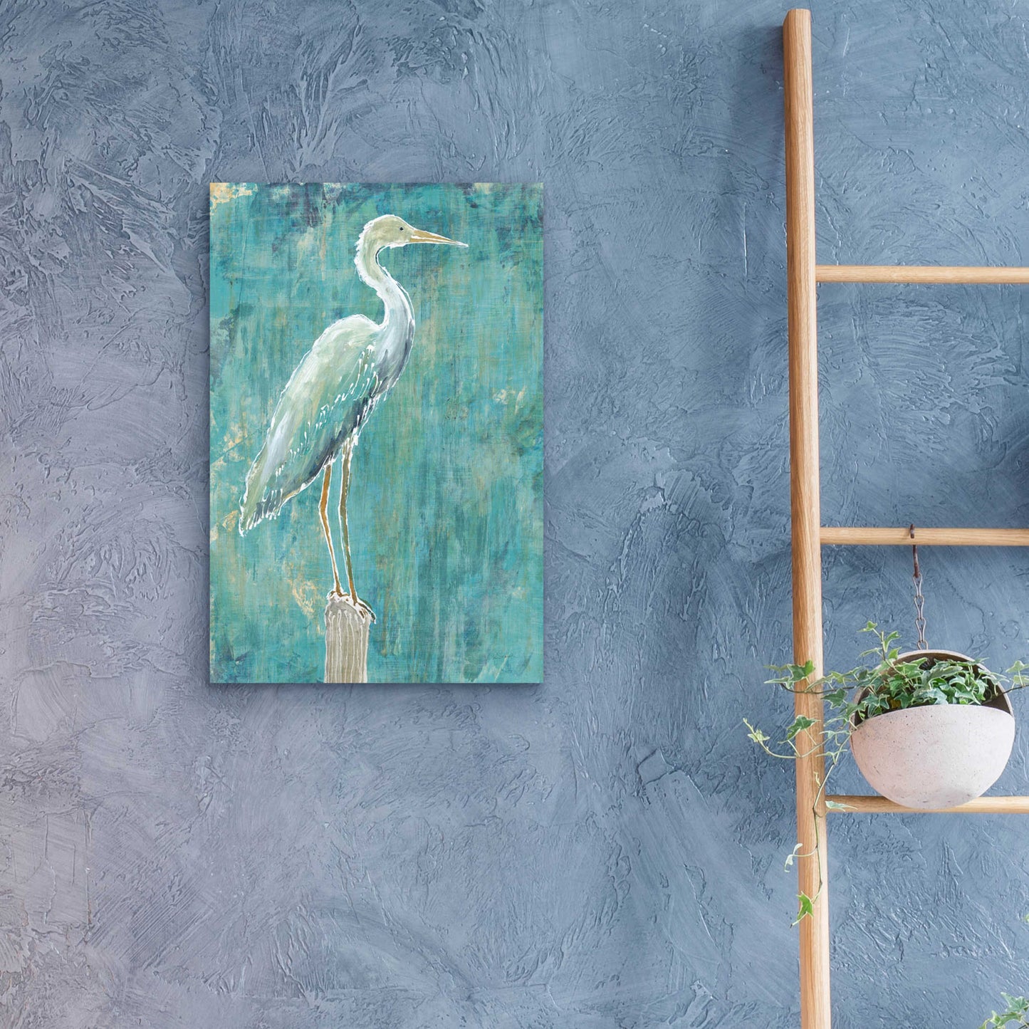 Epic Art 'Coastal Egret I Dark' by Sue Schlabach, Acrylic Glass Wall Art,16x24