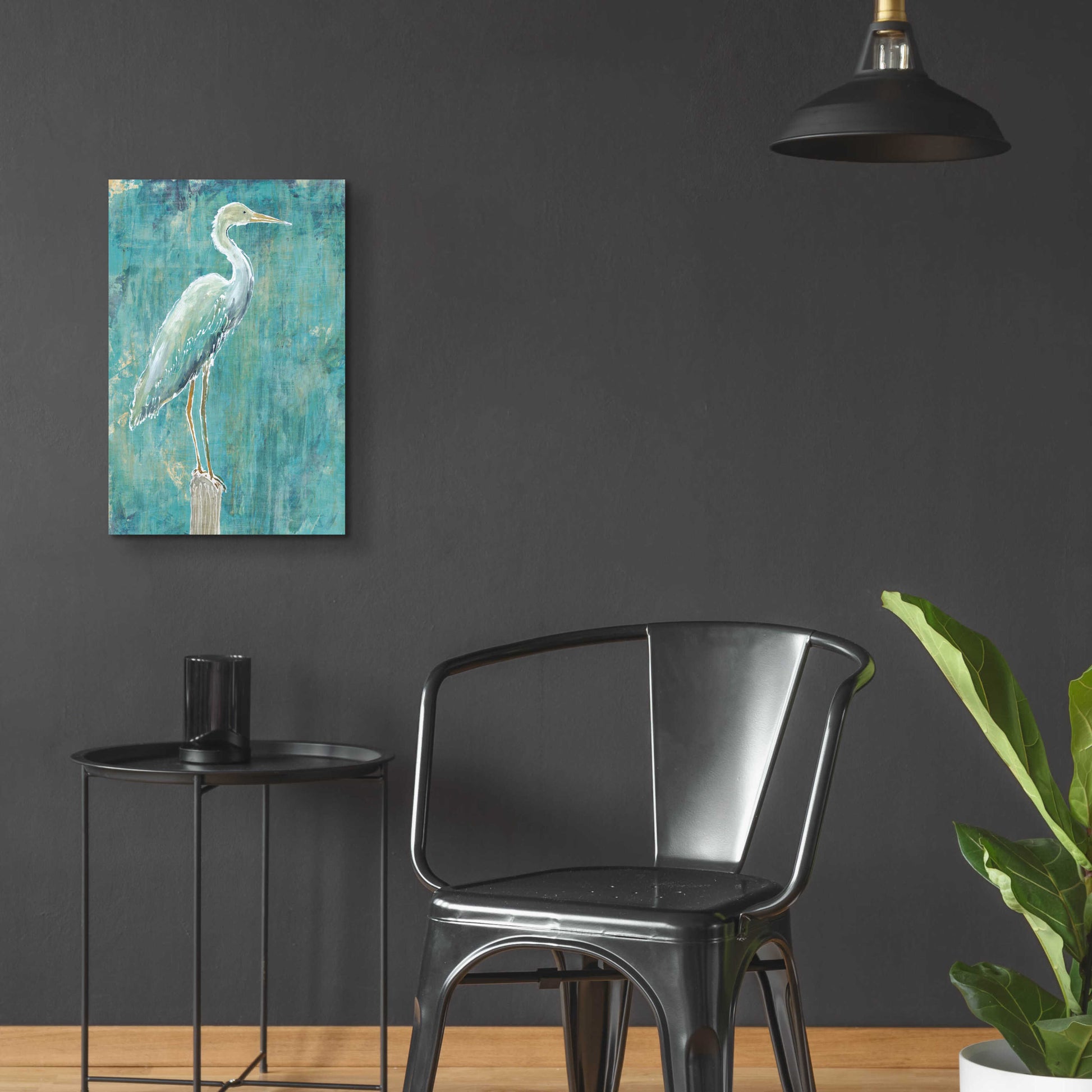 Epic Art 'Coastal Egret I Dark' by Sue Schlabach, Acrylic Glass Wall Art,16x24