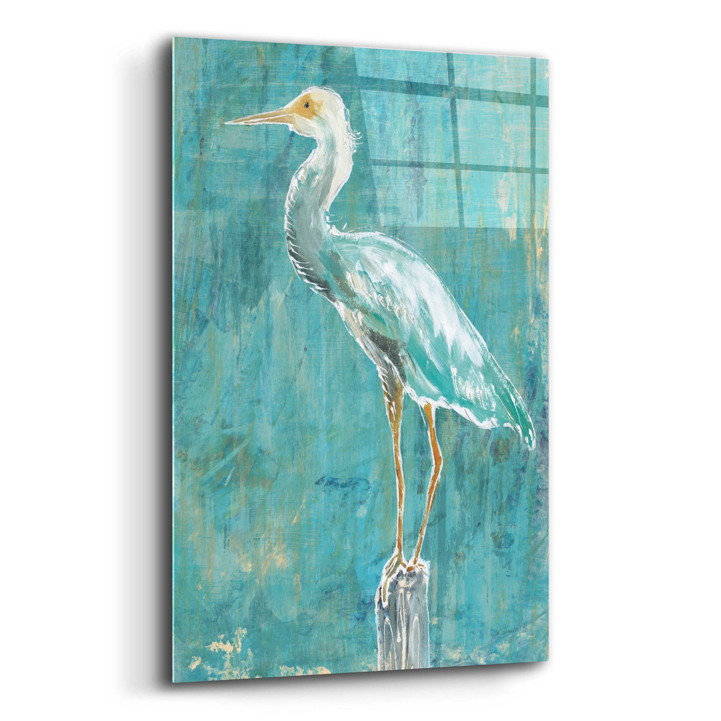 Epic Art 'Coastal Egret II Dark' by Sue Schlabach, Acrylic Glass Wall Art,12x16