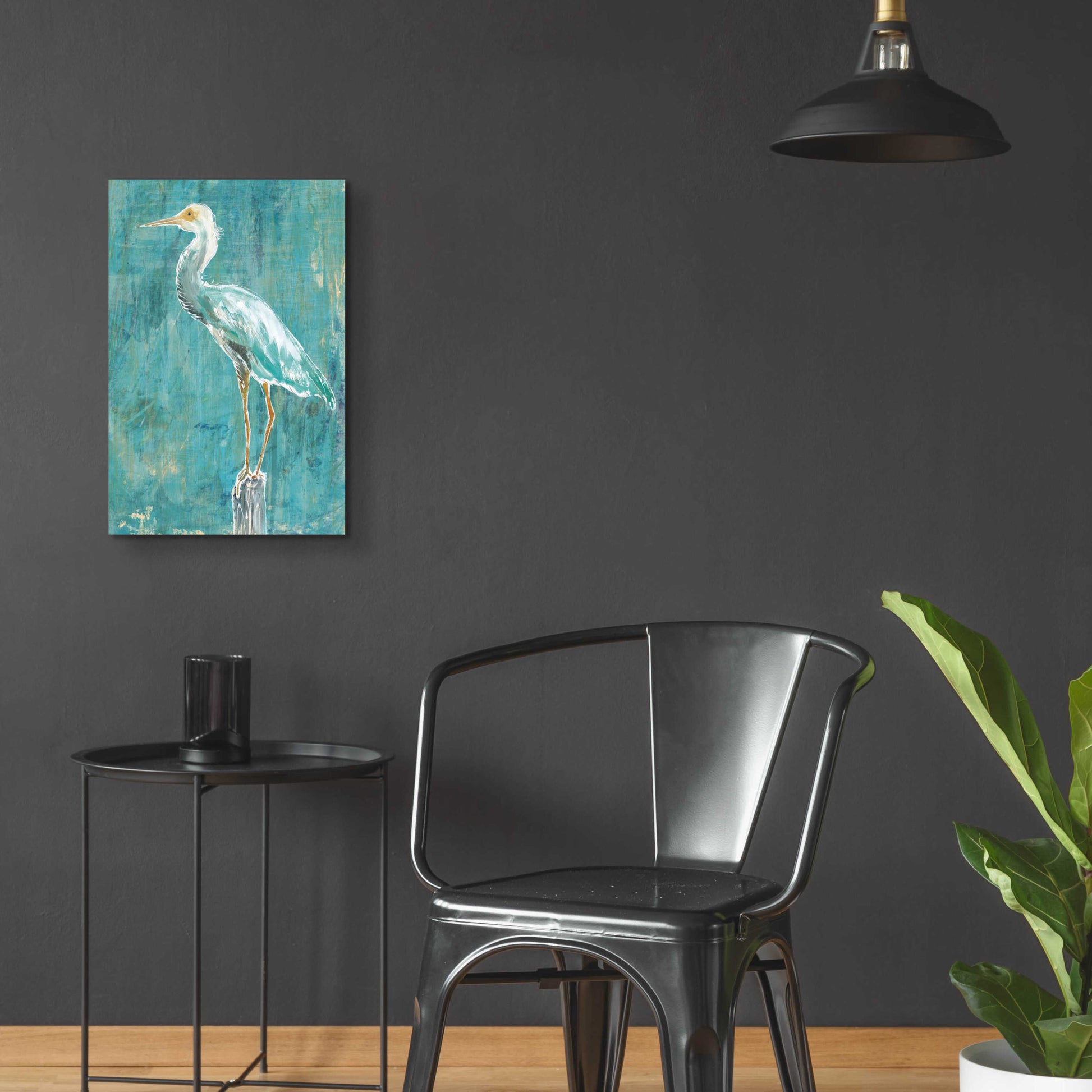 Epic Art 'Coastal Egret II Dark' by Sue Schlabach, Acrylic Glass Wall Art,16x24