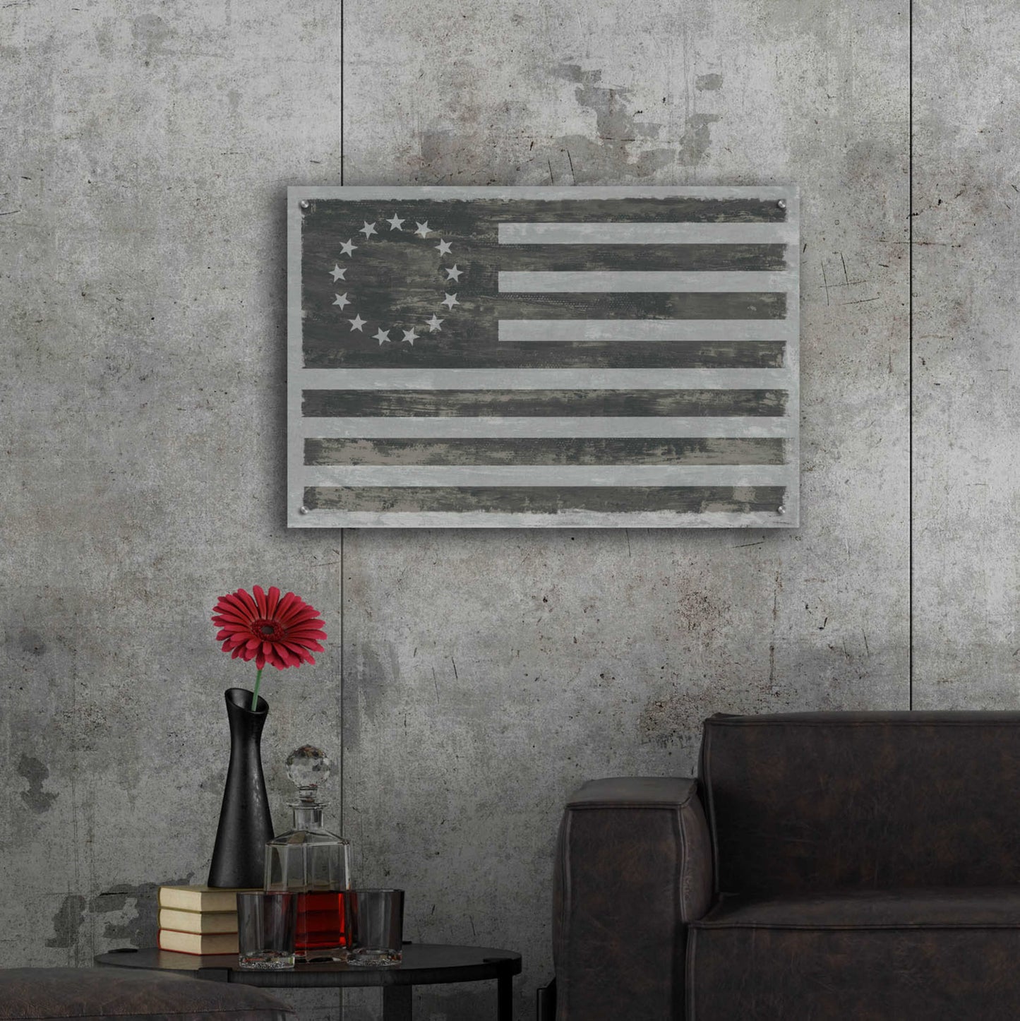 Epic Art 'Slate American Flag' by Sue Schlabach, Acrylic Glass Wall Art,36x24