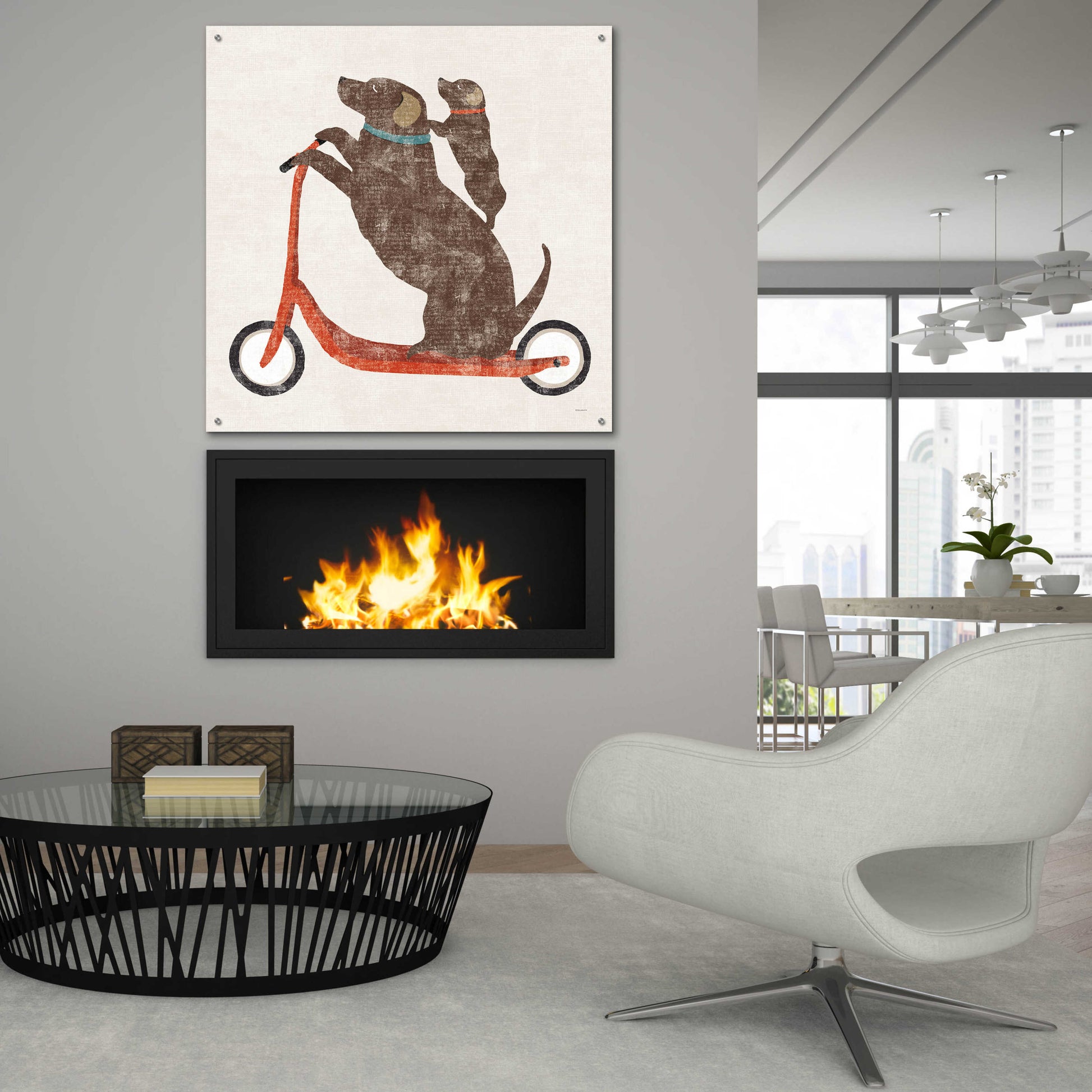 Epic Art 'Lab Scooter Ride' by Sue Schlabach, Acrylic Glass Wall Art,36x36
