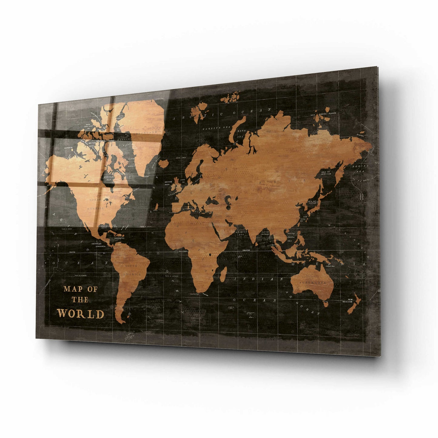 Epic Art 'World Map Industrial' by Sue Schlabach, Acrylic Glass Wall Art,16x12