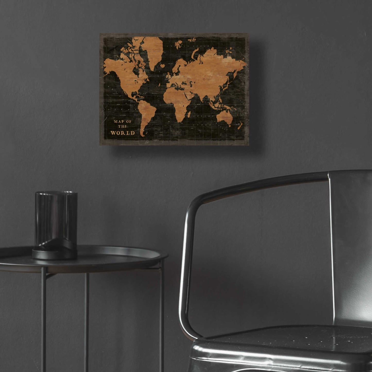 Epic Art 'World Map Industrial' by Sue Schlabach, Acrylic Glass Wall Art,16x12