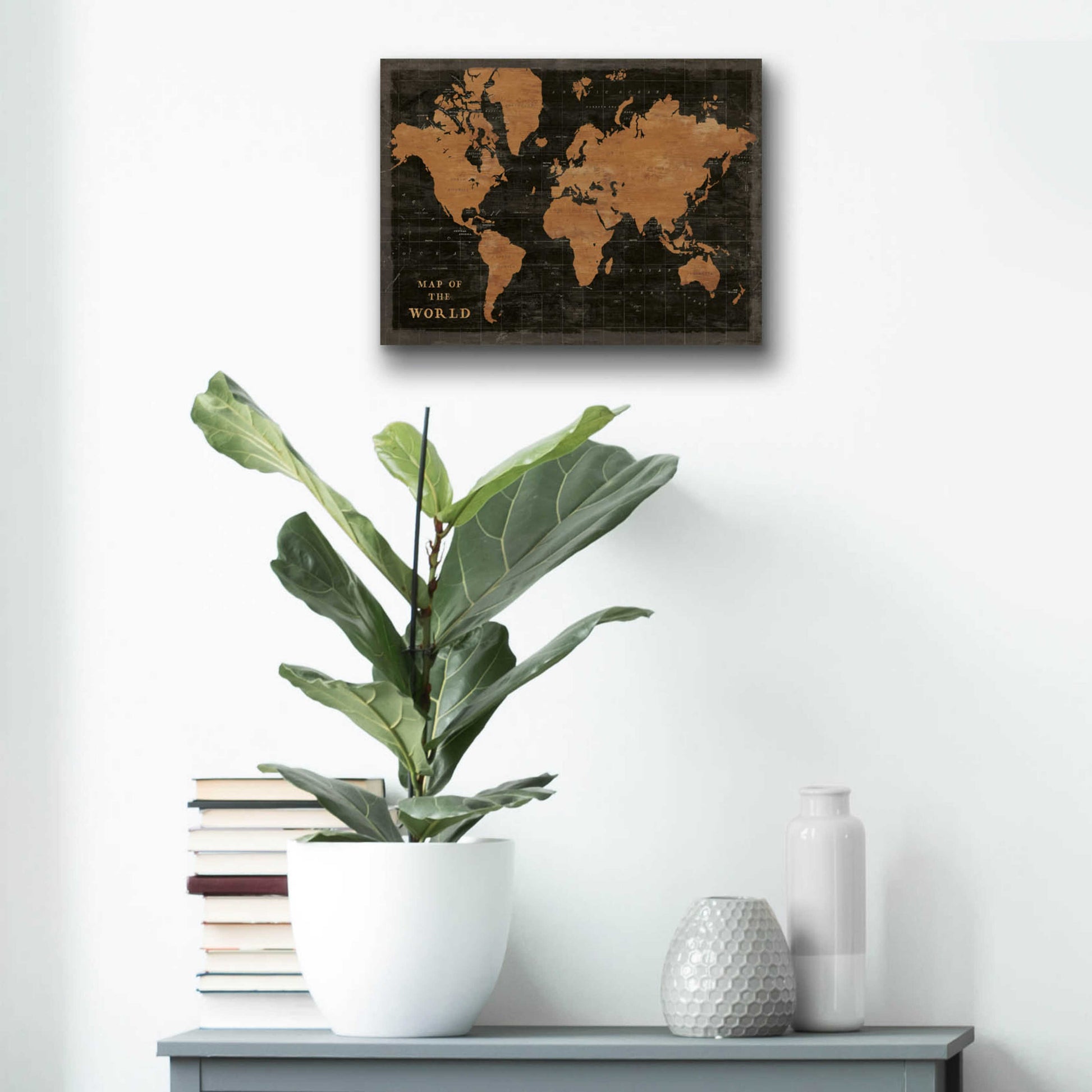 Epic Art 'World Map Industrial' by Sue Schlabach, Acrylic Glass Wall Art,16x12