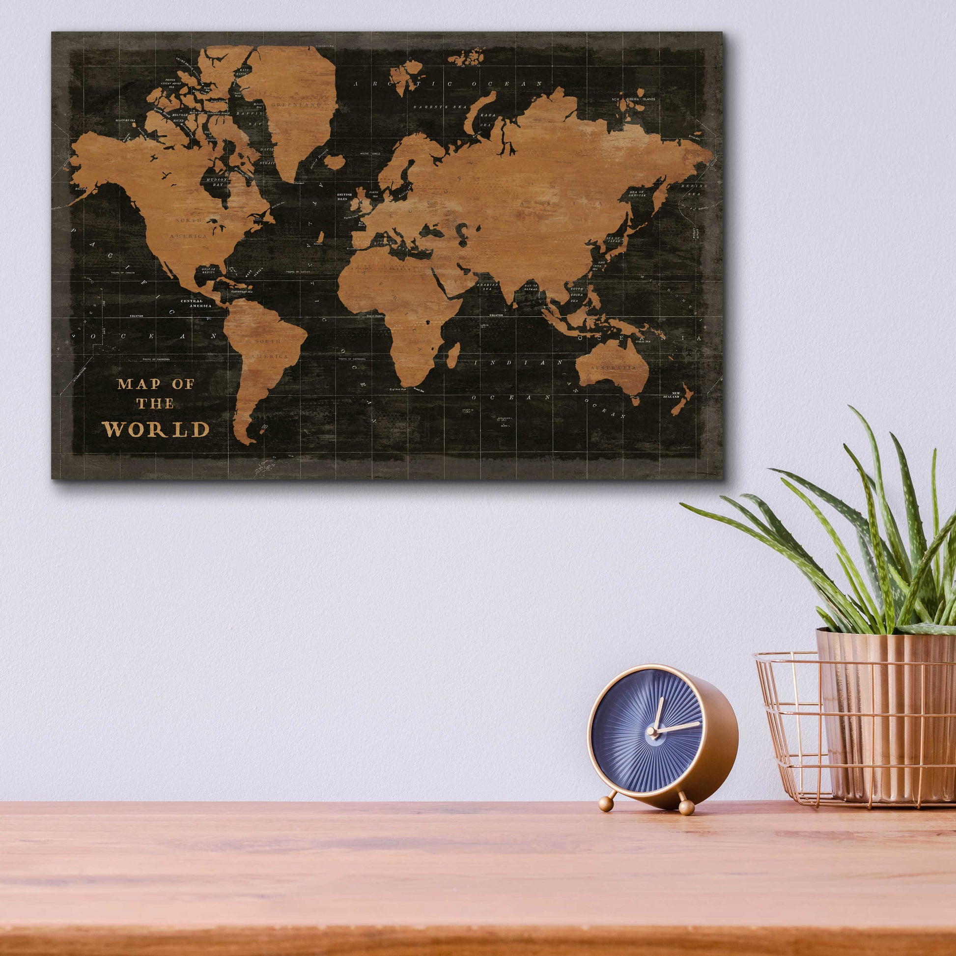 Epic Art 'World Map Industrial' by Sue Schlabach, Acrylic Glass Wall Art,16x12