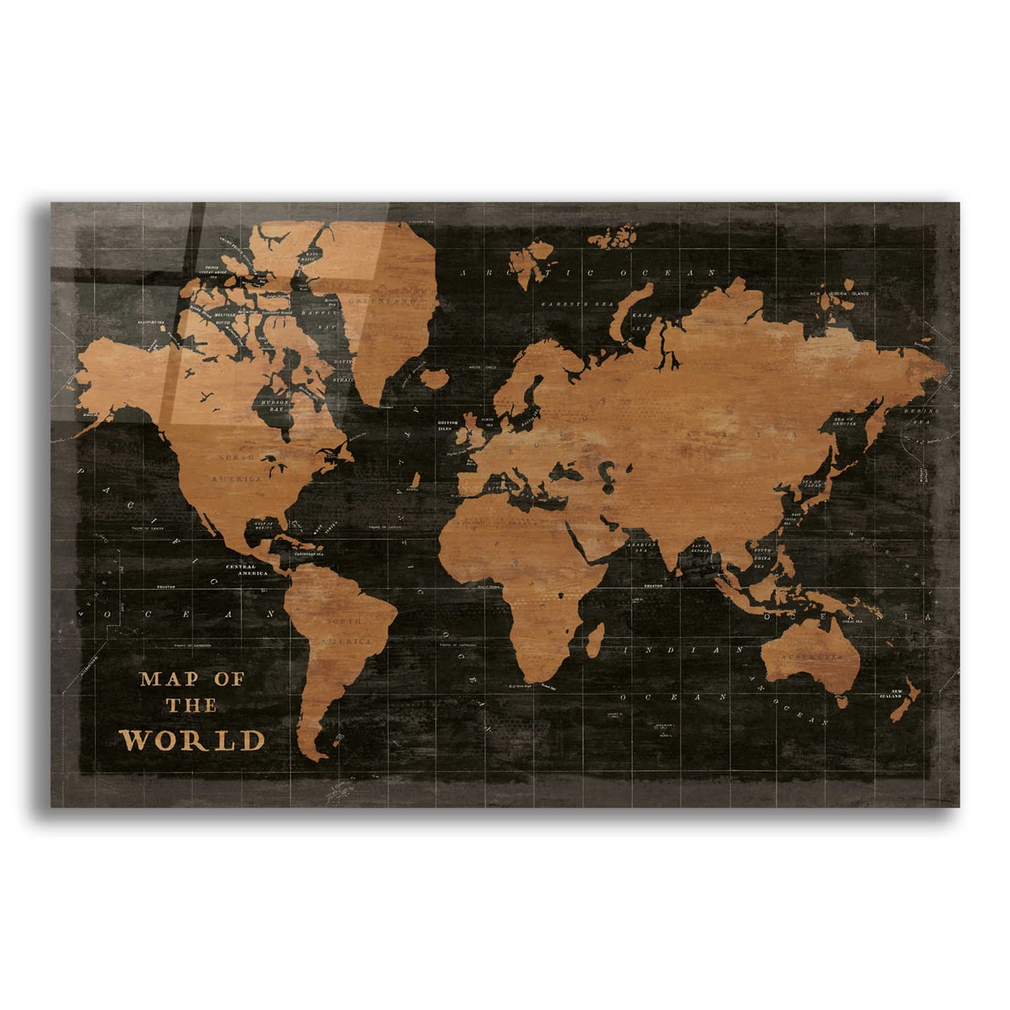 Epic Art 'World Map Industrial' by Sue Schlabach, Acrylic Glass Wall Art,16x12