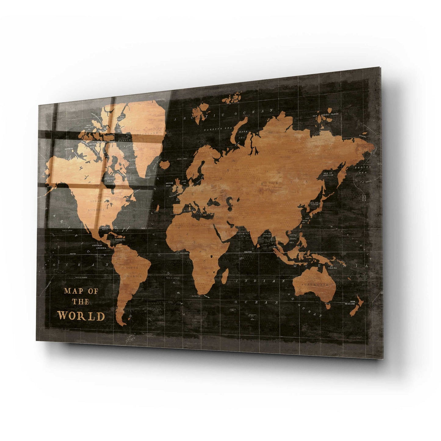 Epic Art 'World Map Industrial' by Sue Schlabach, Acrylic Glass Wall Art,24x16