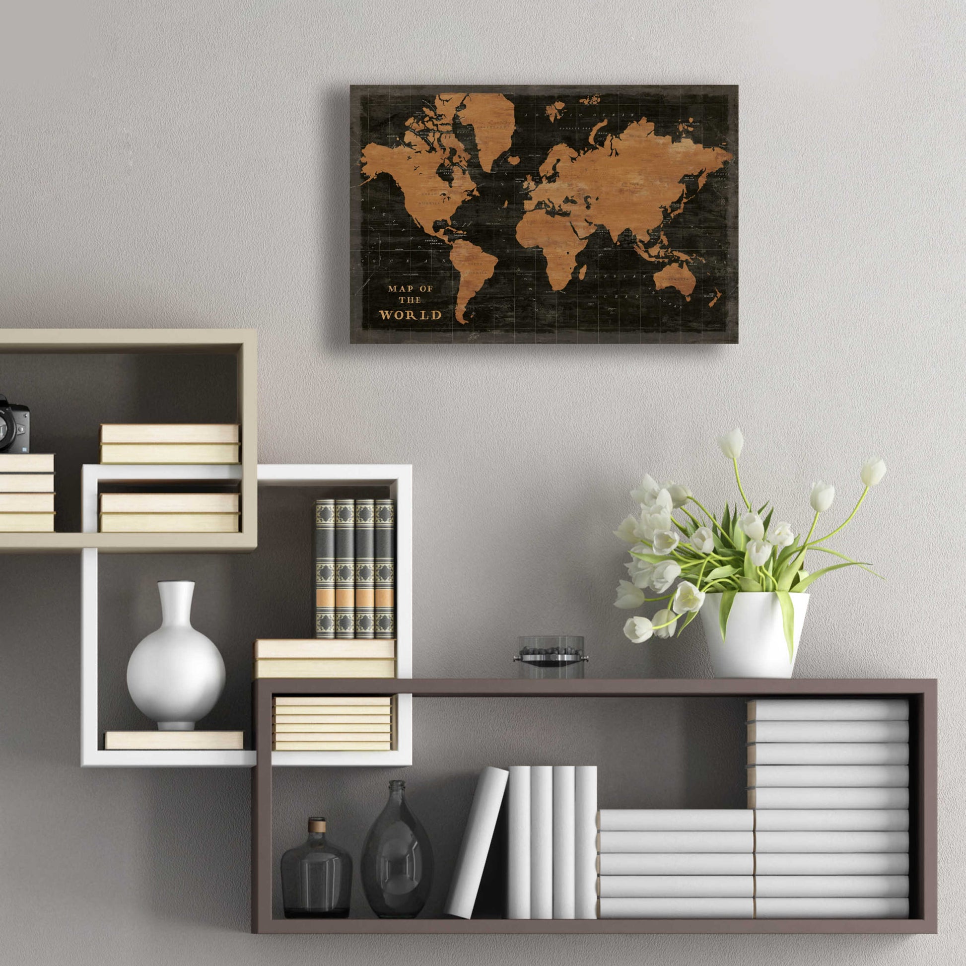 Epic Art 'World Map Industrial' by Sue Schlabach, Acrylic Glass Wall Art,24x16