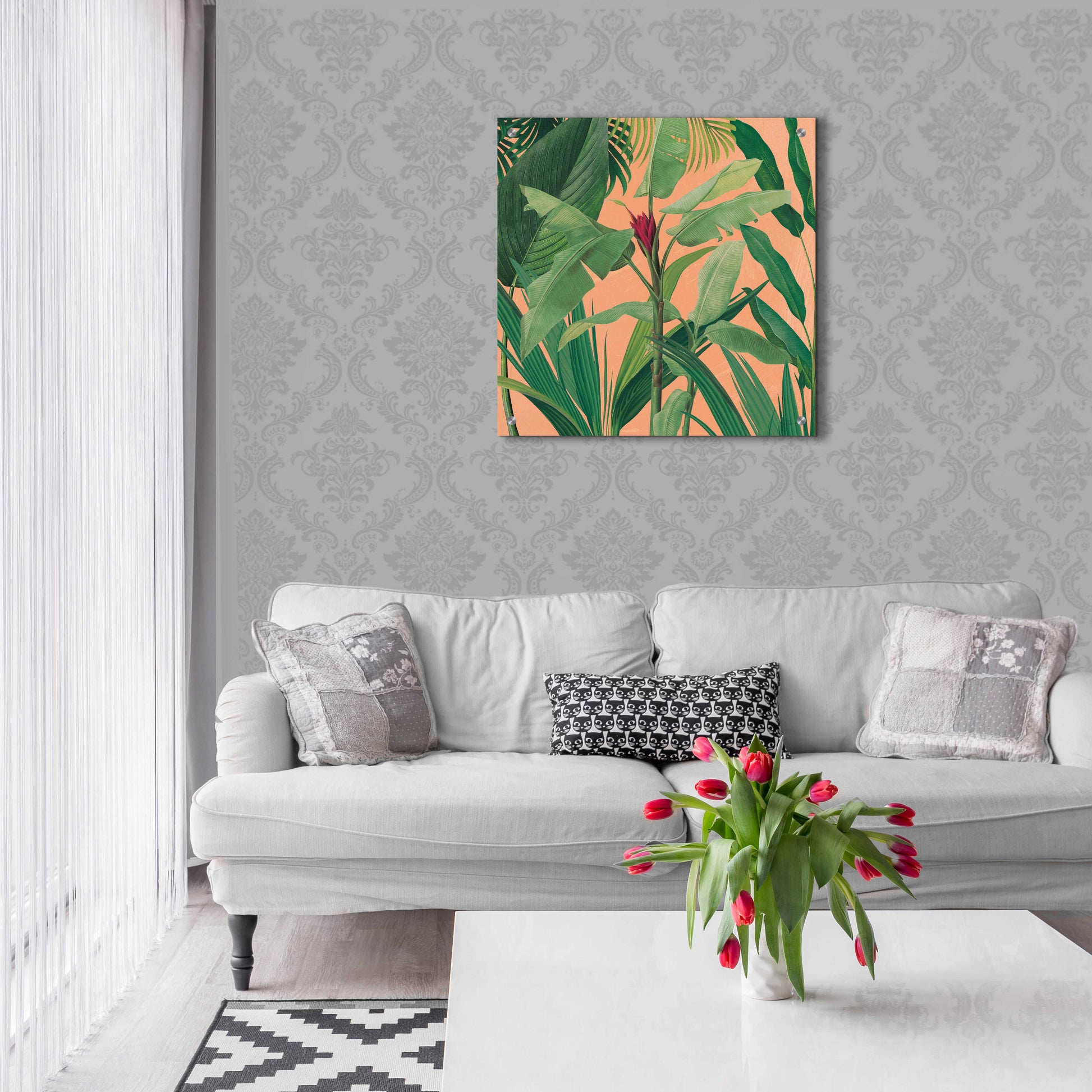 Epic Art 'Dramatic Tropical I Boho' by Sue Schlabach, Acrylic Glass Wall Art,24x24