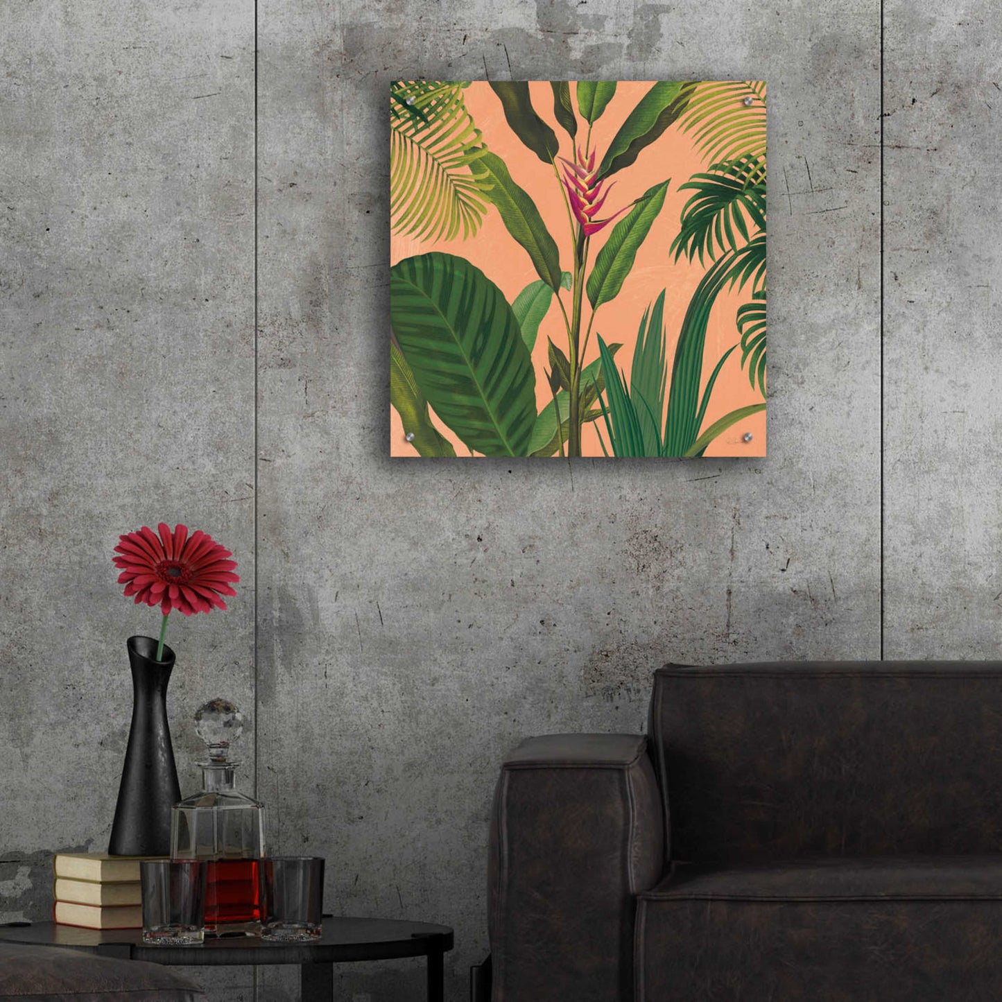 Epic Art 'Dramatic Tropical II Boho' by Sue Schlabach, Acrylic Glass Wall Art,24x24