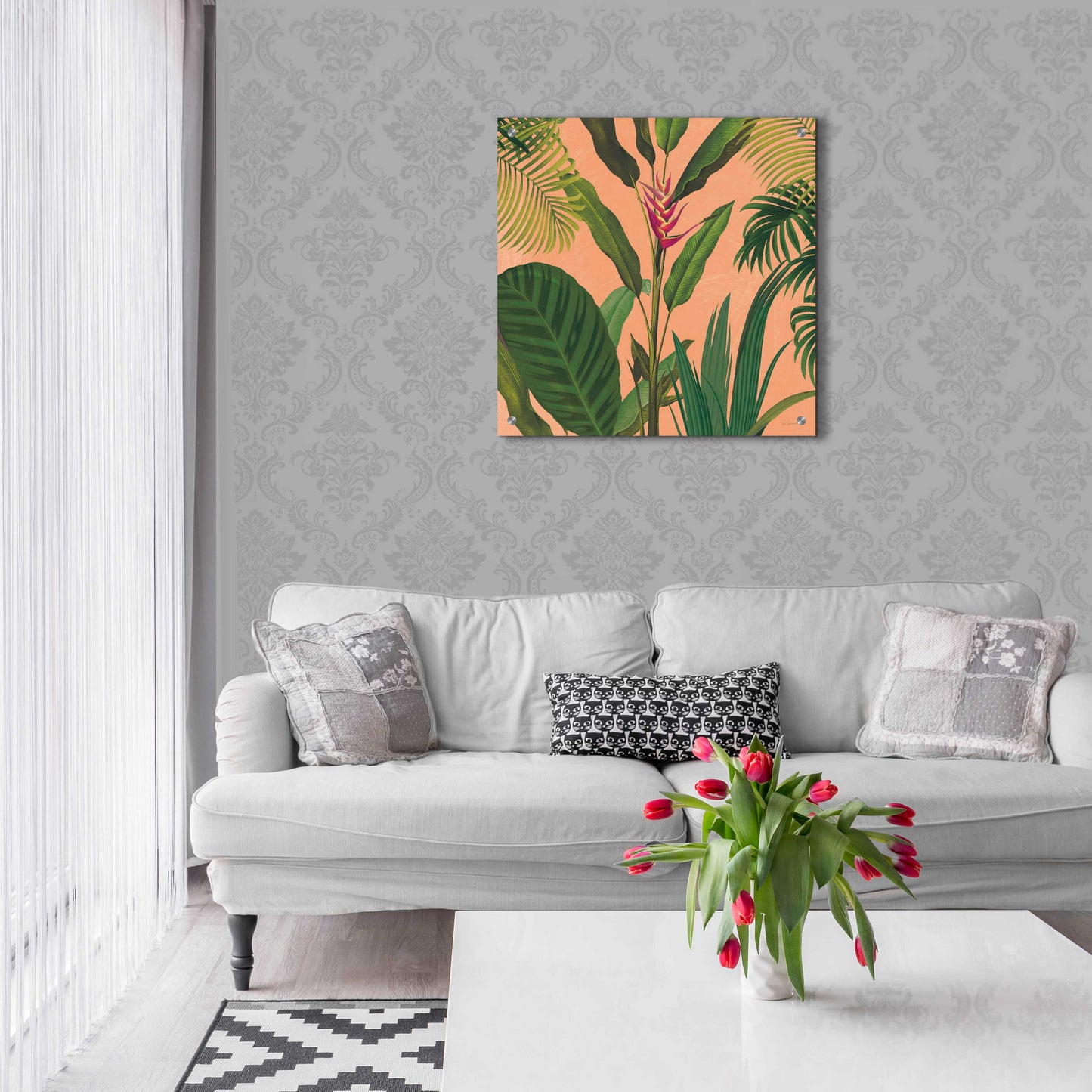 Epic Art 'Dramatic Tropical II Boho' by Sue Schlabach, Acrylic Glass Wall Art,24x24