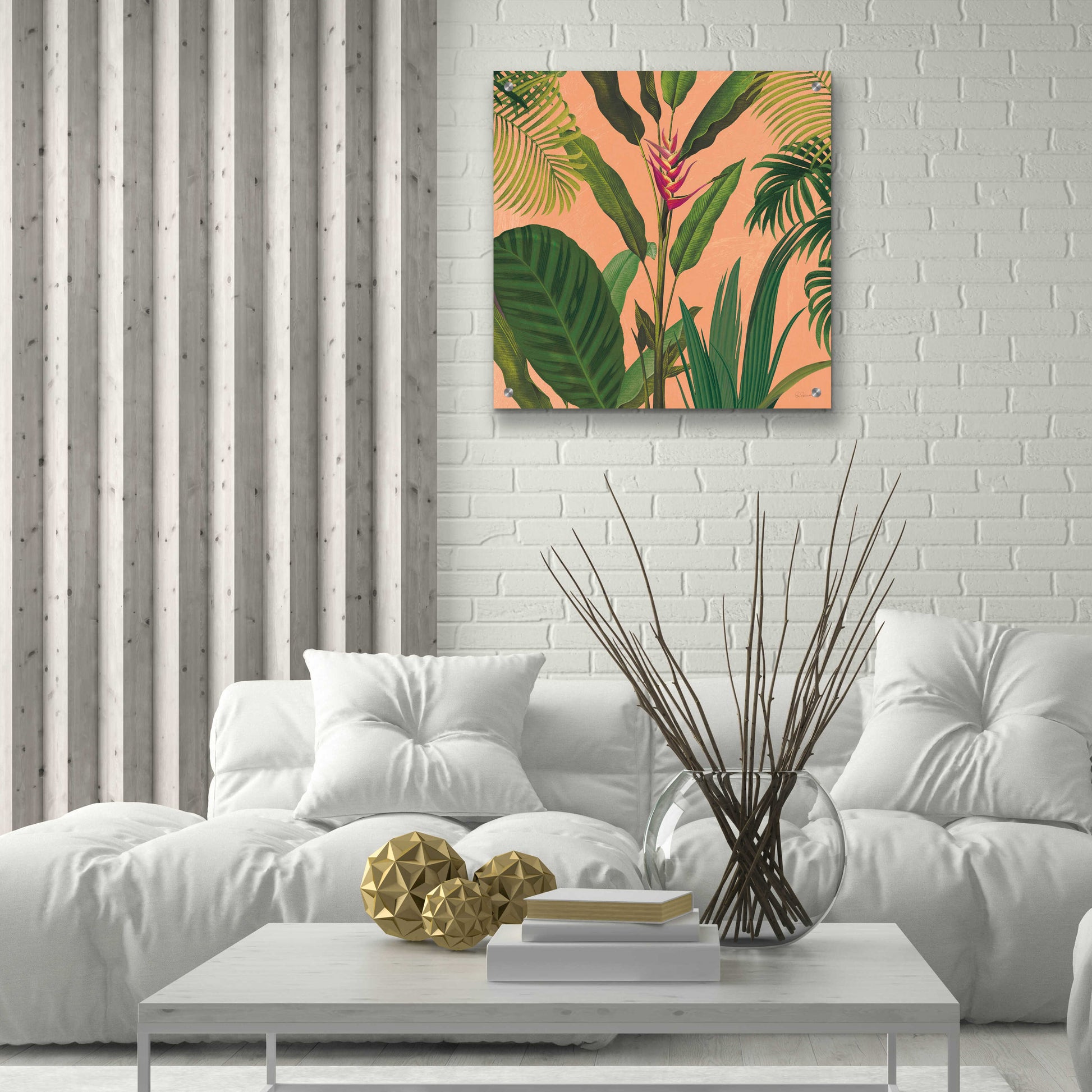 Epic Art 'Dramatic Tropical II Boho' by Sue Schlabach, Acrylic Glass Wall Art,24x24