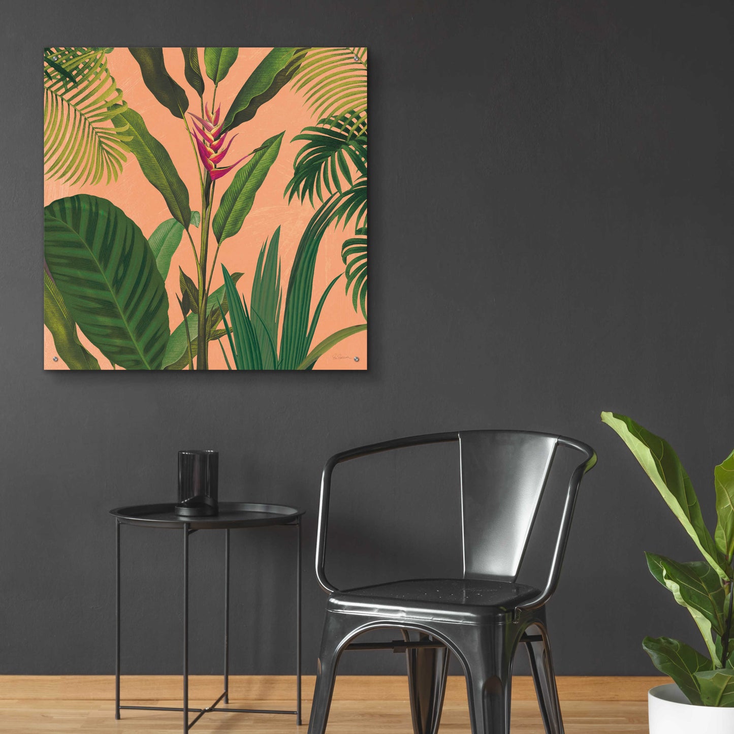 Epic Art 'Dramatic Tropical II Boho' by Sue Schlabach, Acrylic Glass Wall Art,36x36