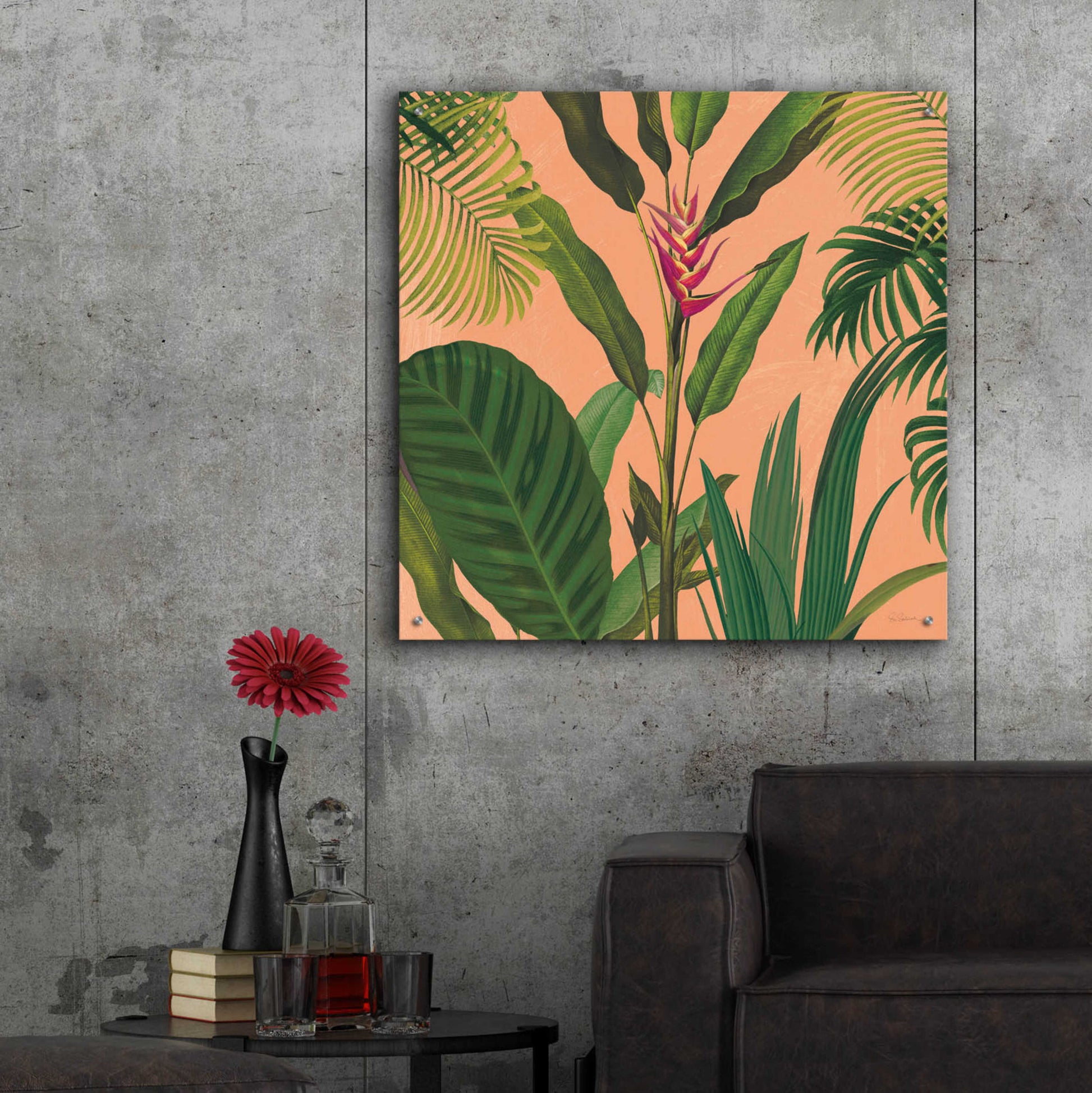 Epic Art 'Dramatic Tropical II Boho' by Sue Schlabach, Acrylic Glass Wall Art,36x36