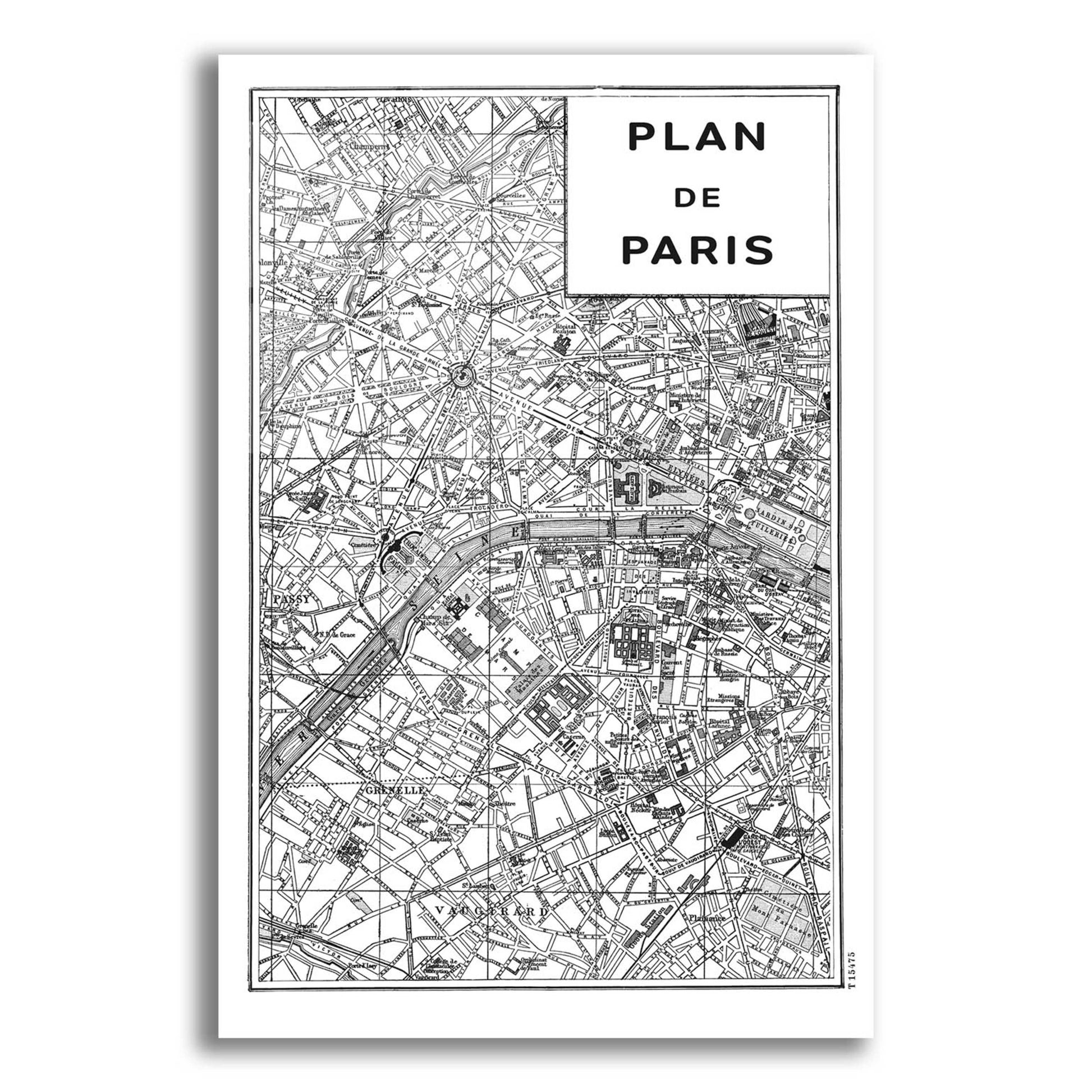 Epic Art 'Inverted Paris Map' by Sue Schlabach, Acrylic Glass Wall Art,12x16