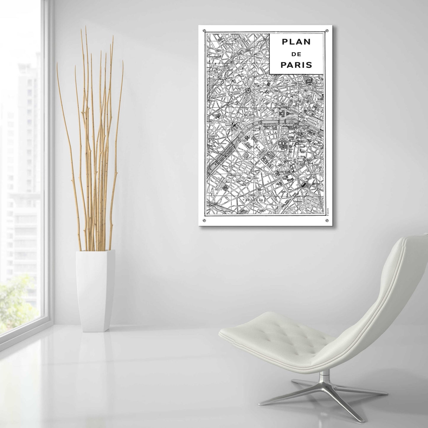 Epic Art 'Inverted Paris Map' by Sue Schlabach, Acrylic Glass Wall Art,24x36