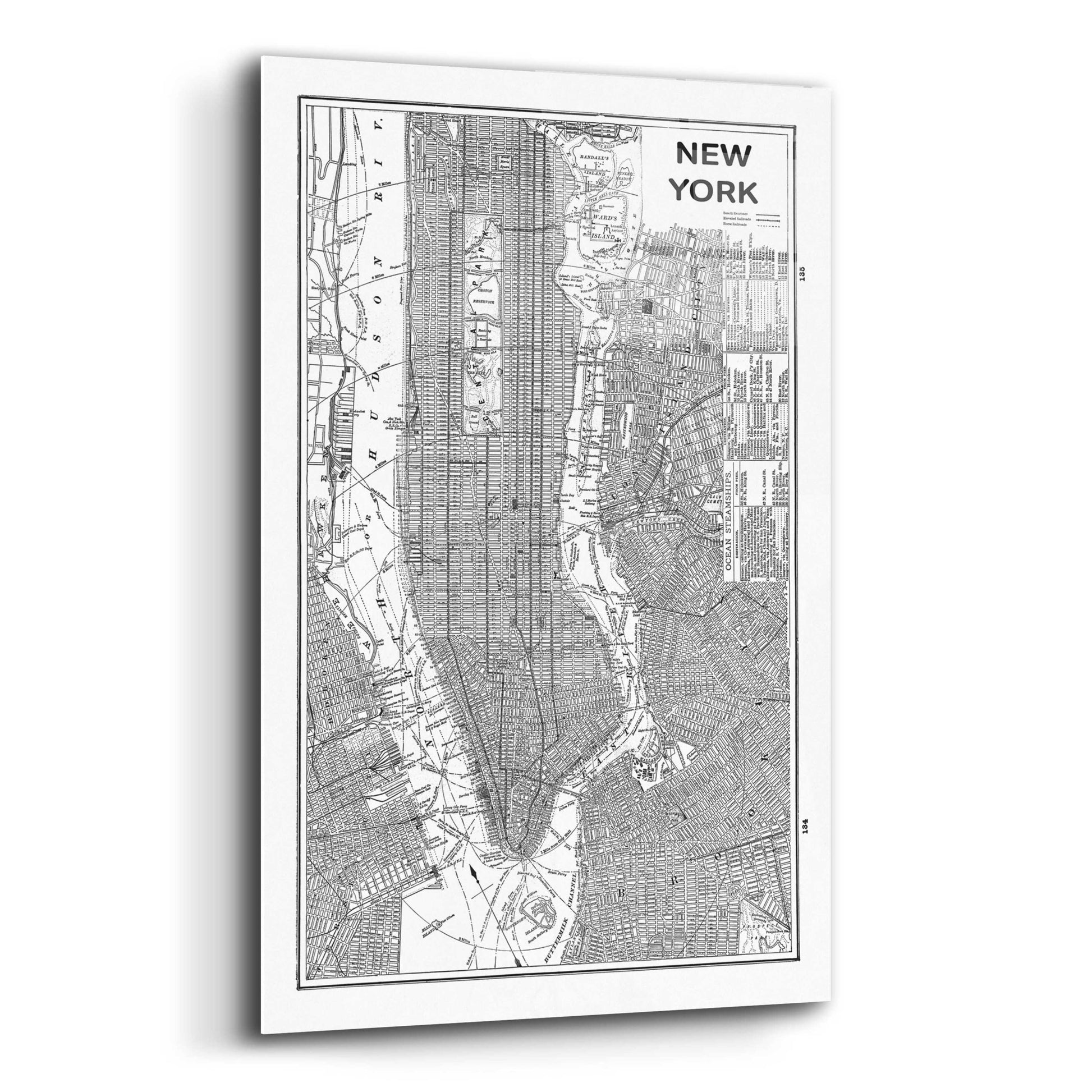 Epic Art 'Inverted New York Map' by Sue Schlabach, Acrylic Glass Wall Art,12x16