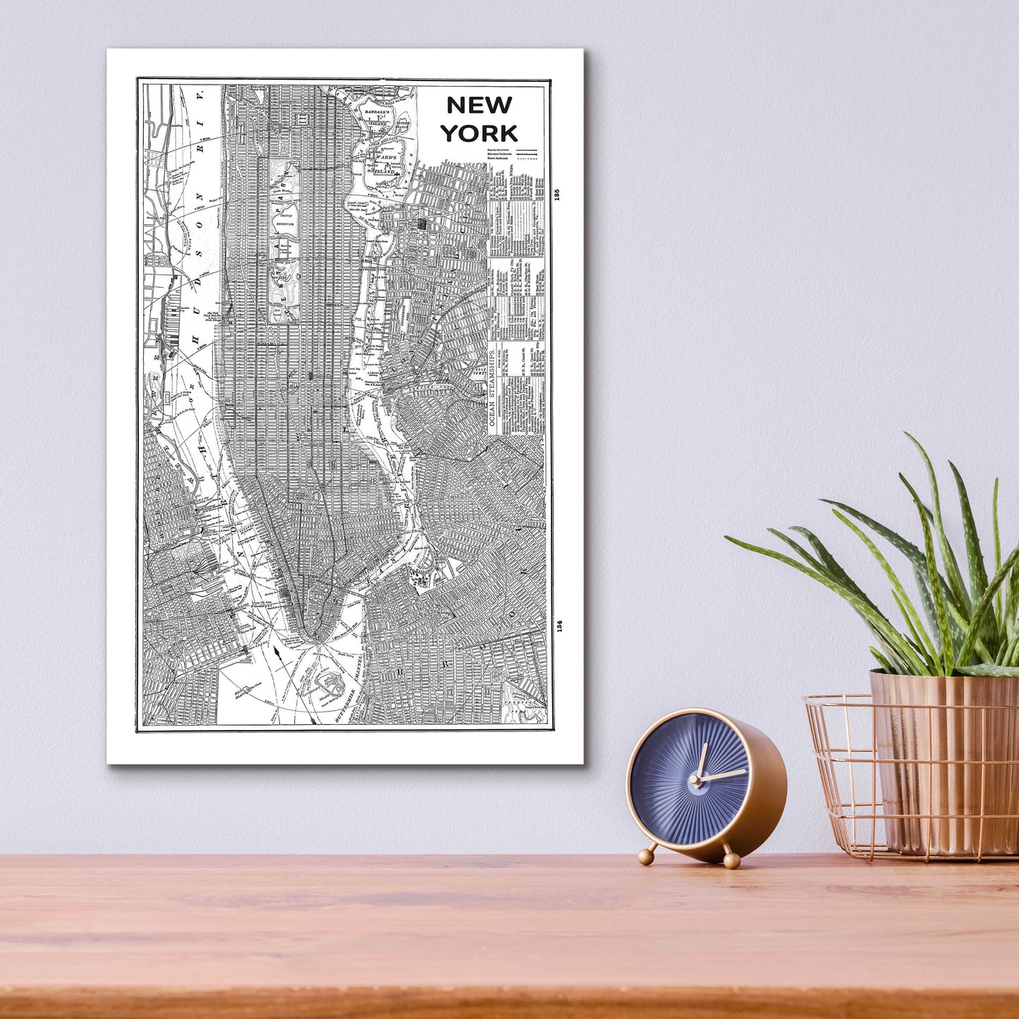 Epic Art 'Inverted New York Map' by Sue Schlabach, Acrylic Glass Wall Art,12x16