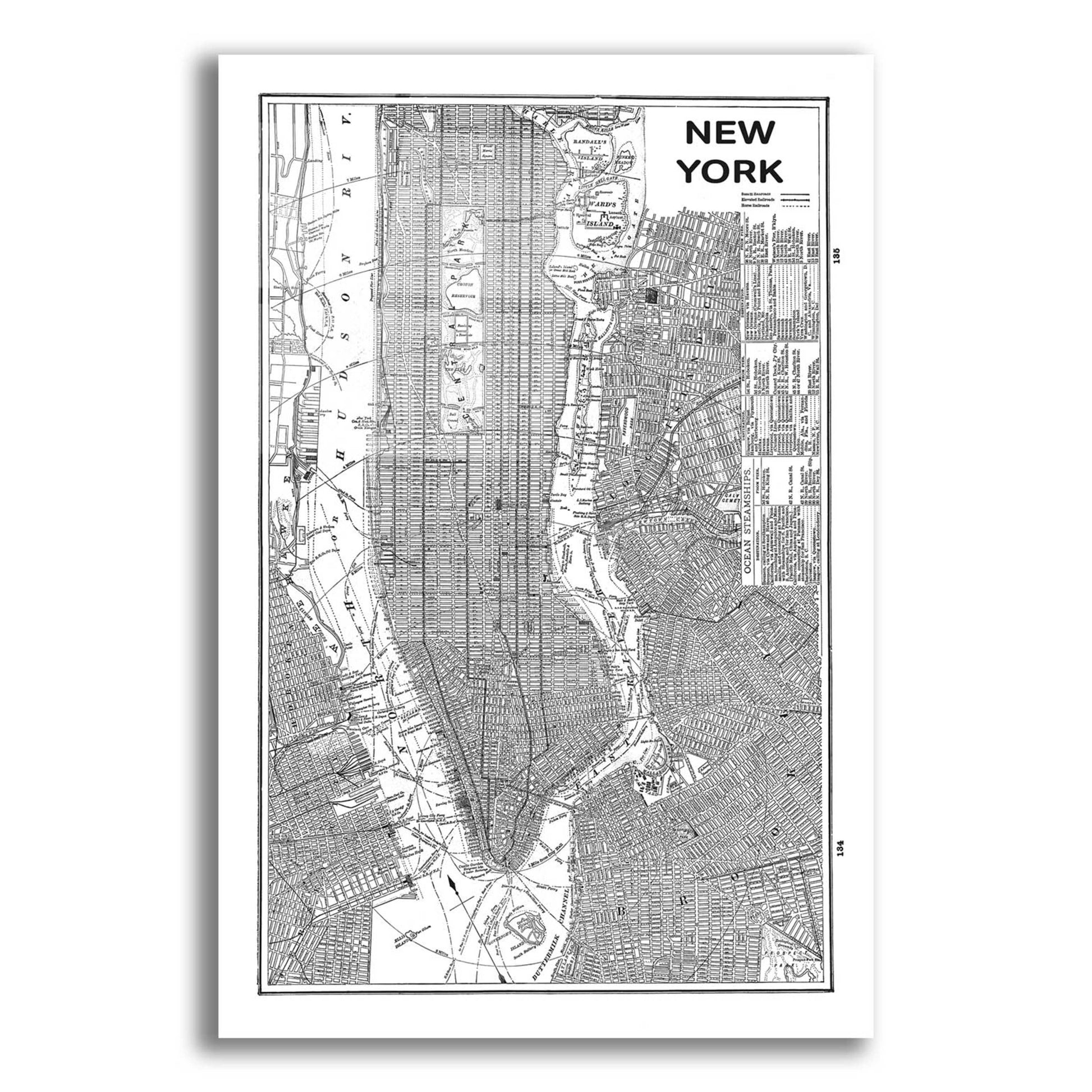 Epic Art 'Inverted New York Map' by Sue Schlabach, Acrylic Glass Wall Art,12x16